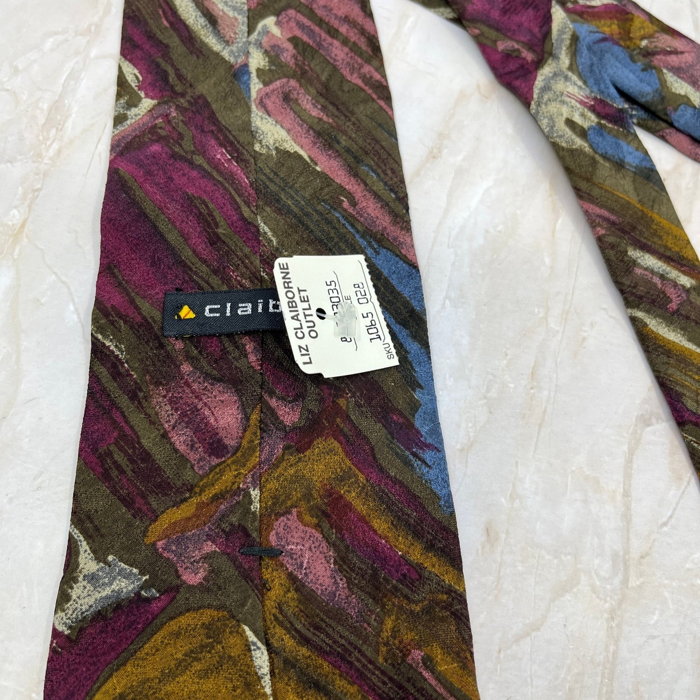 Retro NWT New Men's Liz Claiborne Color Rush 100% SILK Necktie Tie TK3