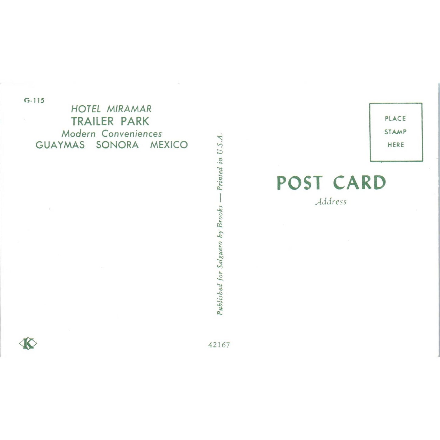 Hotel Miramar Guaymas Sonora Mexico Camper Park - Original Postcard TJ7-RP3