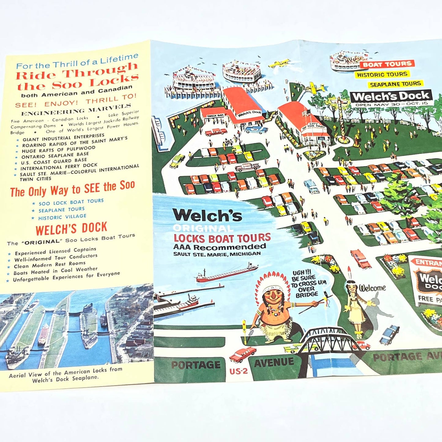 1960s Sault Ste Marie Michigan MI Welch's Lock Boat Tour Brochure Travel AC1-2