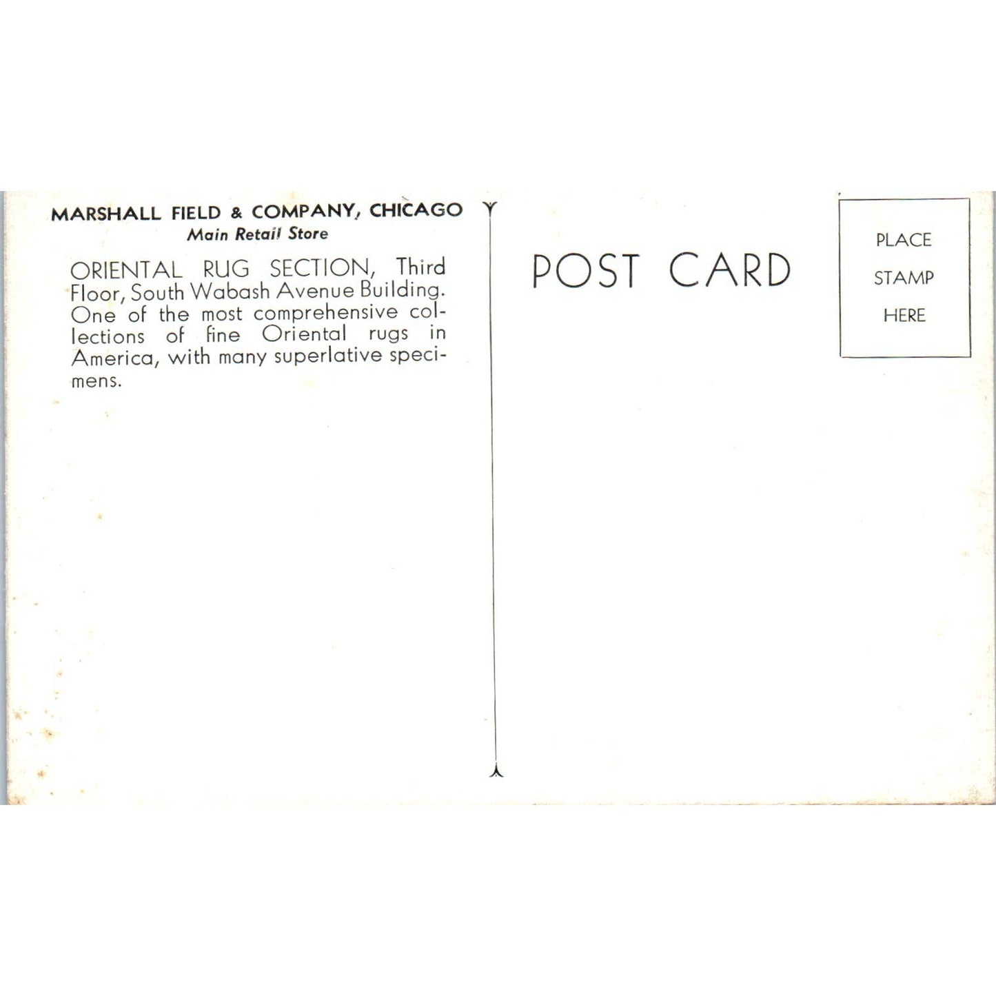 Marshall Field & Co Oriental Rug Section Original Postcard TK1-25