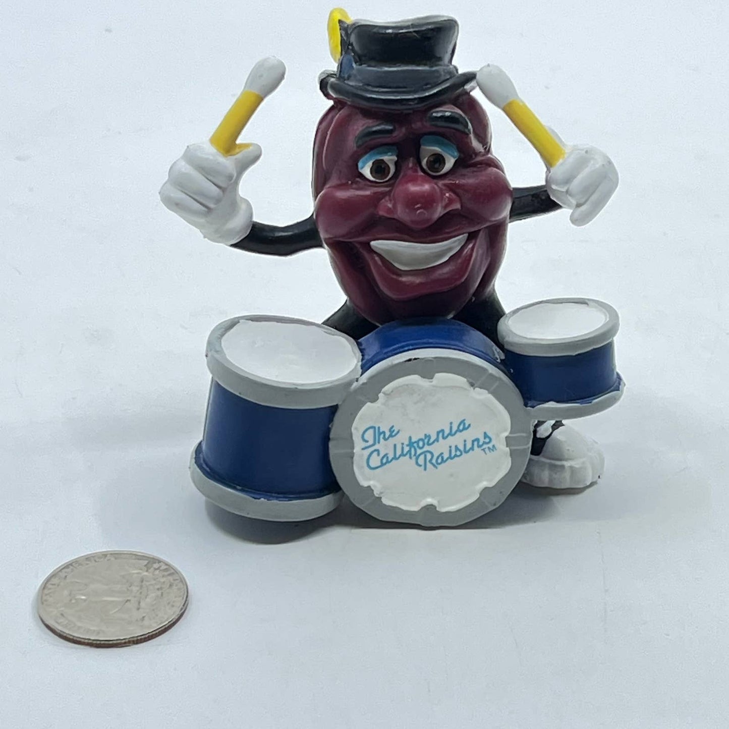 Vintage 1988 The California Raisins PVC Figure Drummer Rock Band Applause 3" TF9