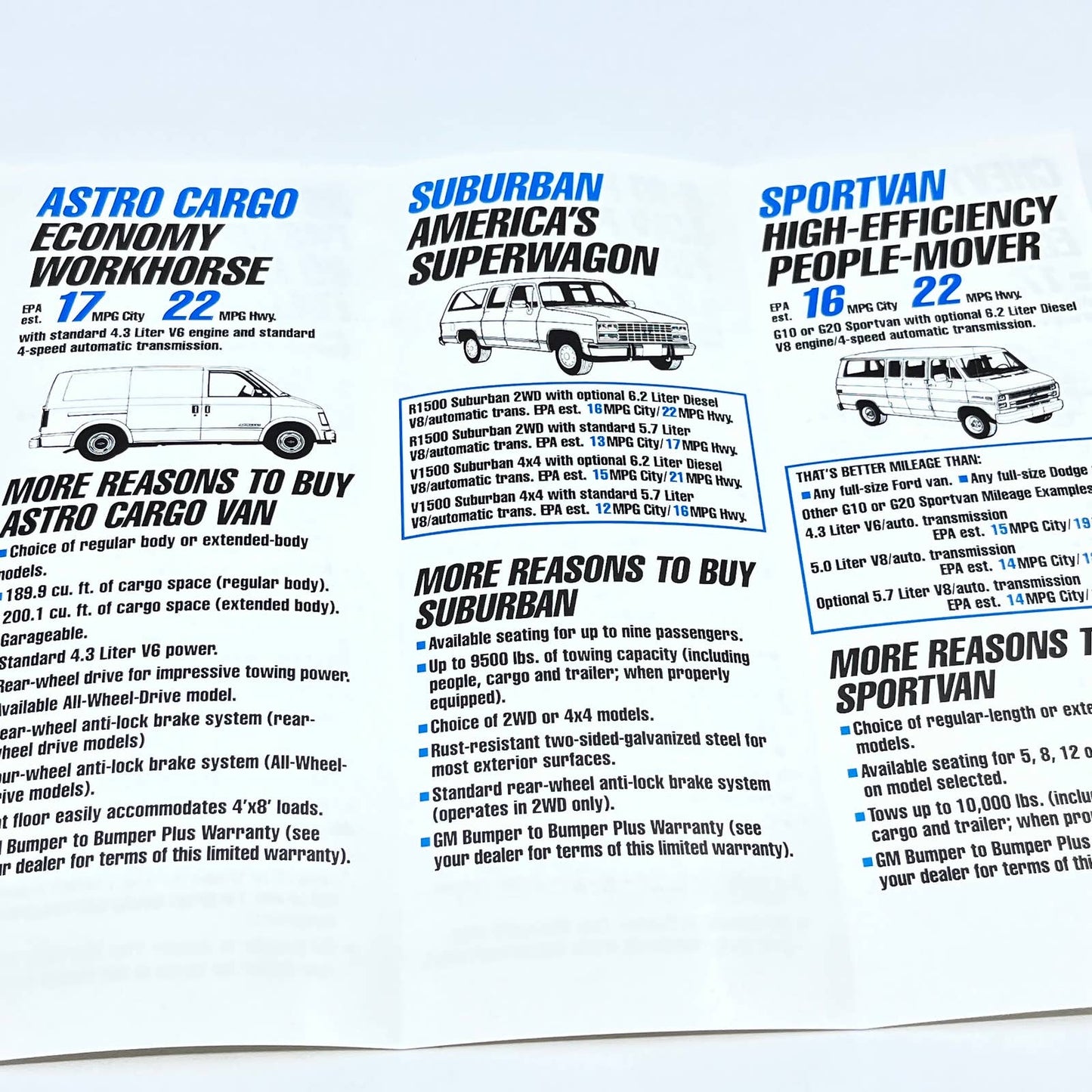 1991 Chevy Trucks Beat Ford Fuel Economy Brochure AB8