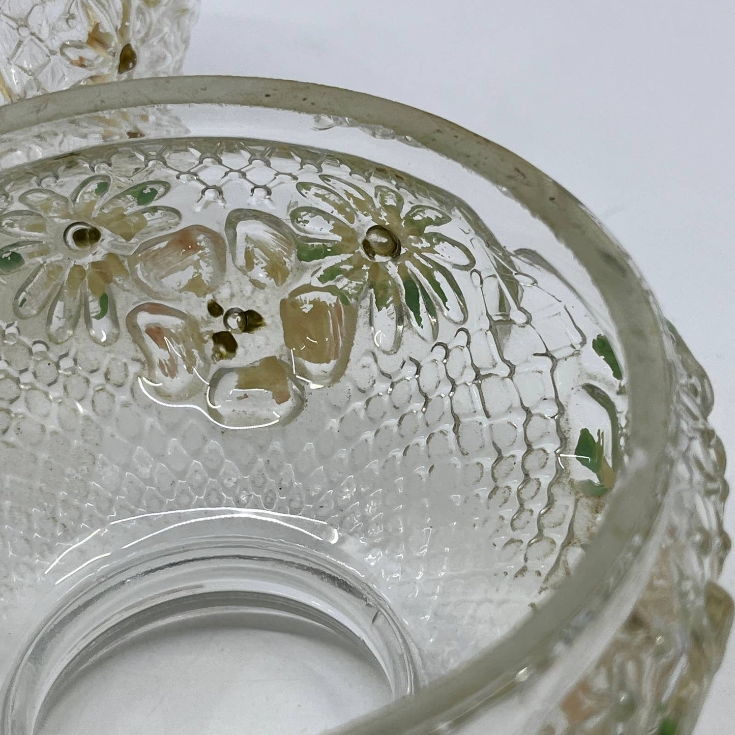 Antique Rubicon Oil Lamp Hand Painted Clear Daisy 8" Matching Shade TI2