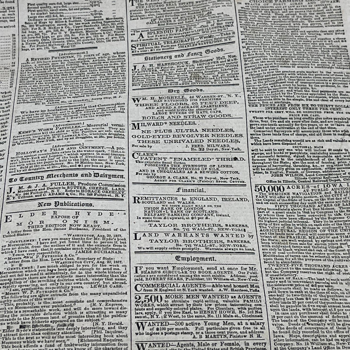 1857 Sep 12 Original New York Tribune - Texas & Native American Relations FL4