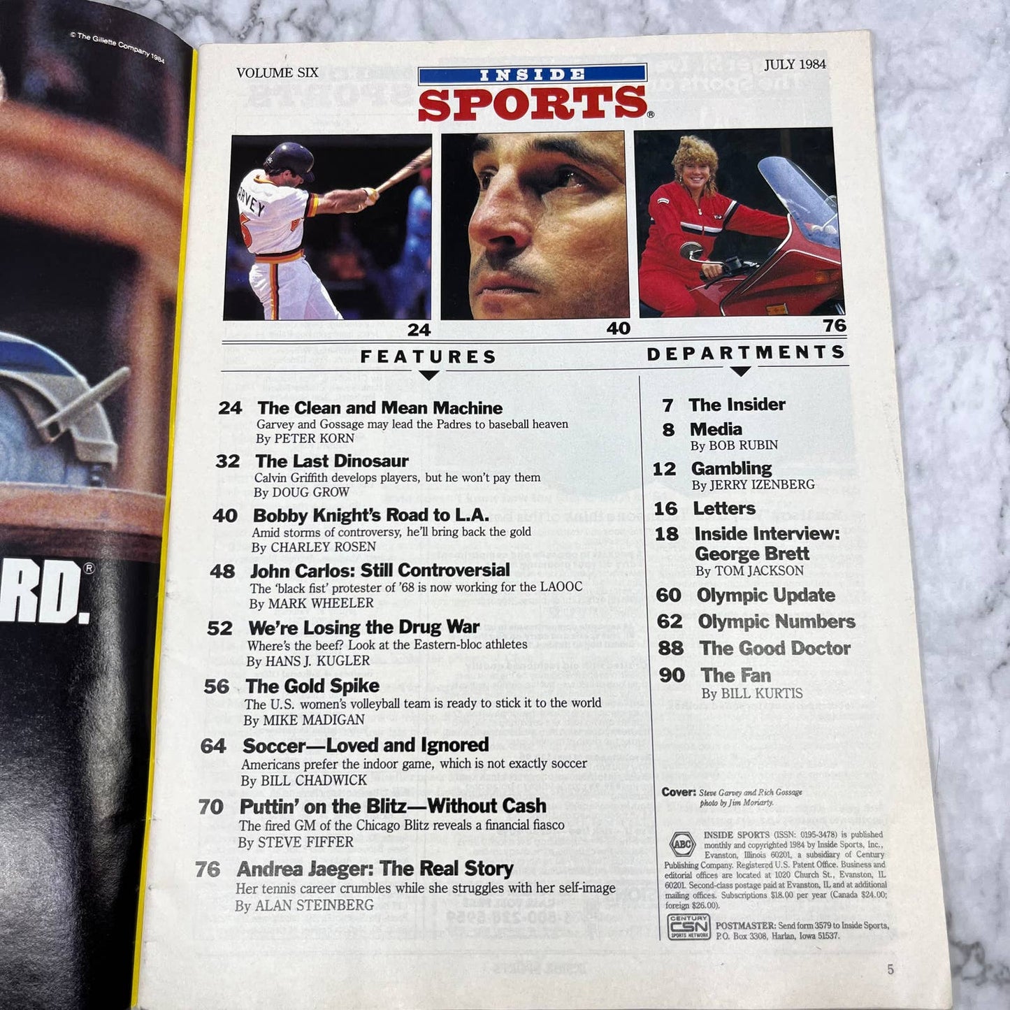 INSIDE SPORTS MAGAZINE July 1984 Steve Garvey Goose Gossage San Diego Padres TJ3