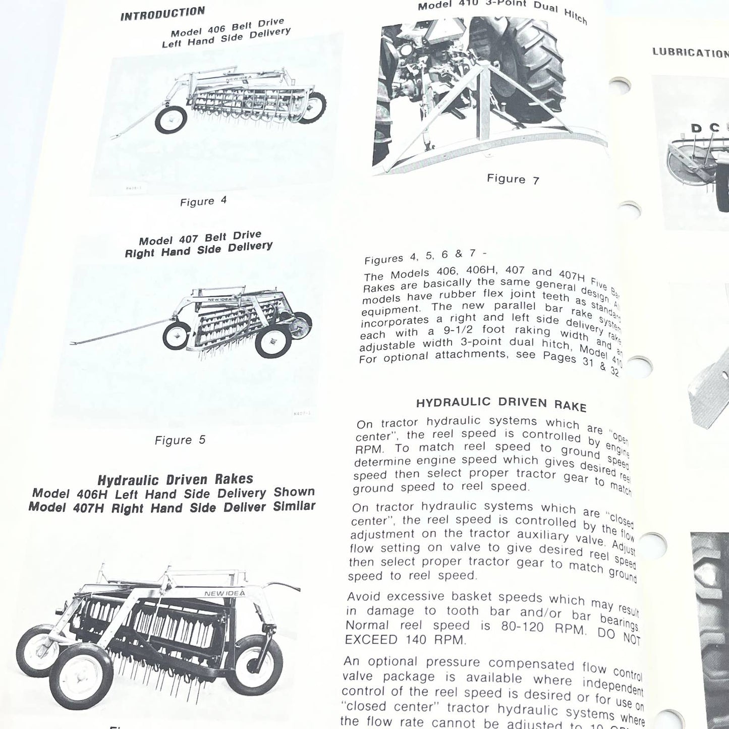 Original 1984 New Idea R-166 Side Delivery Rakes R-287 Operator's Manual TB9