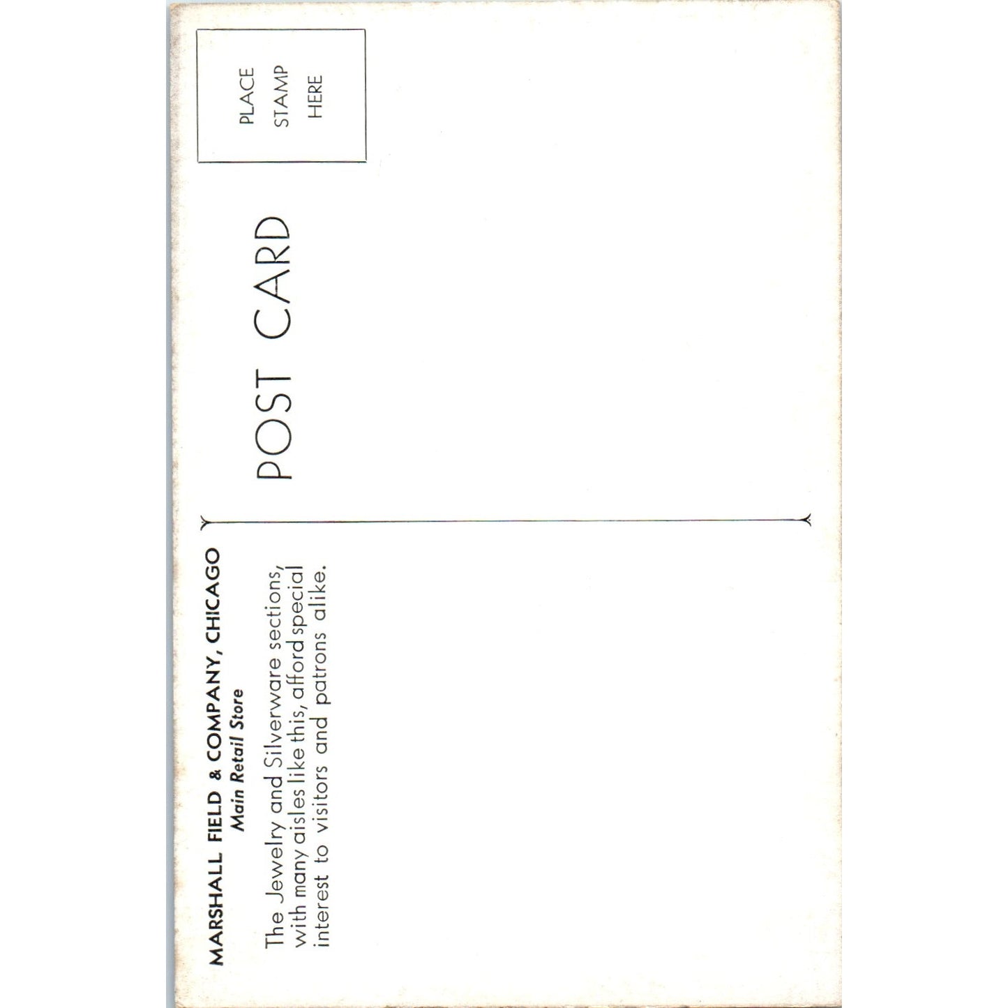 Marshall Field & Co Jewelry and Silverware Section Original Postcard P2-10