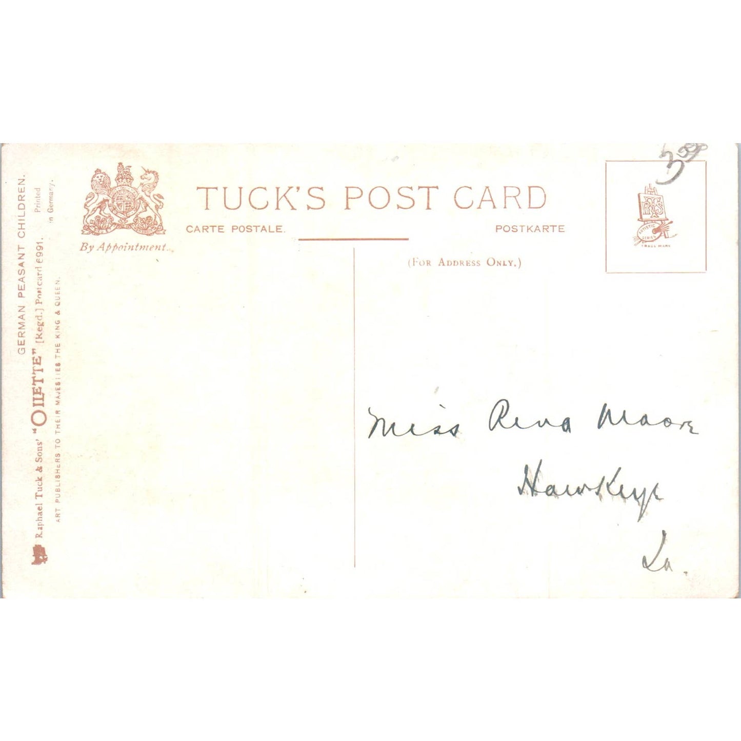 German Peasant Children Raphael Tuck Oilette Original Postcard TK1-P14