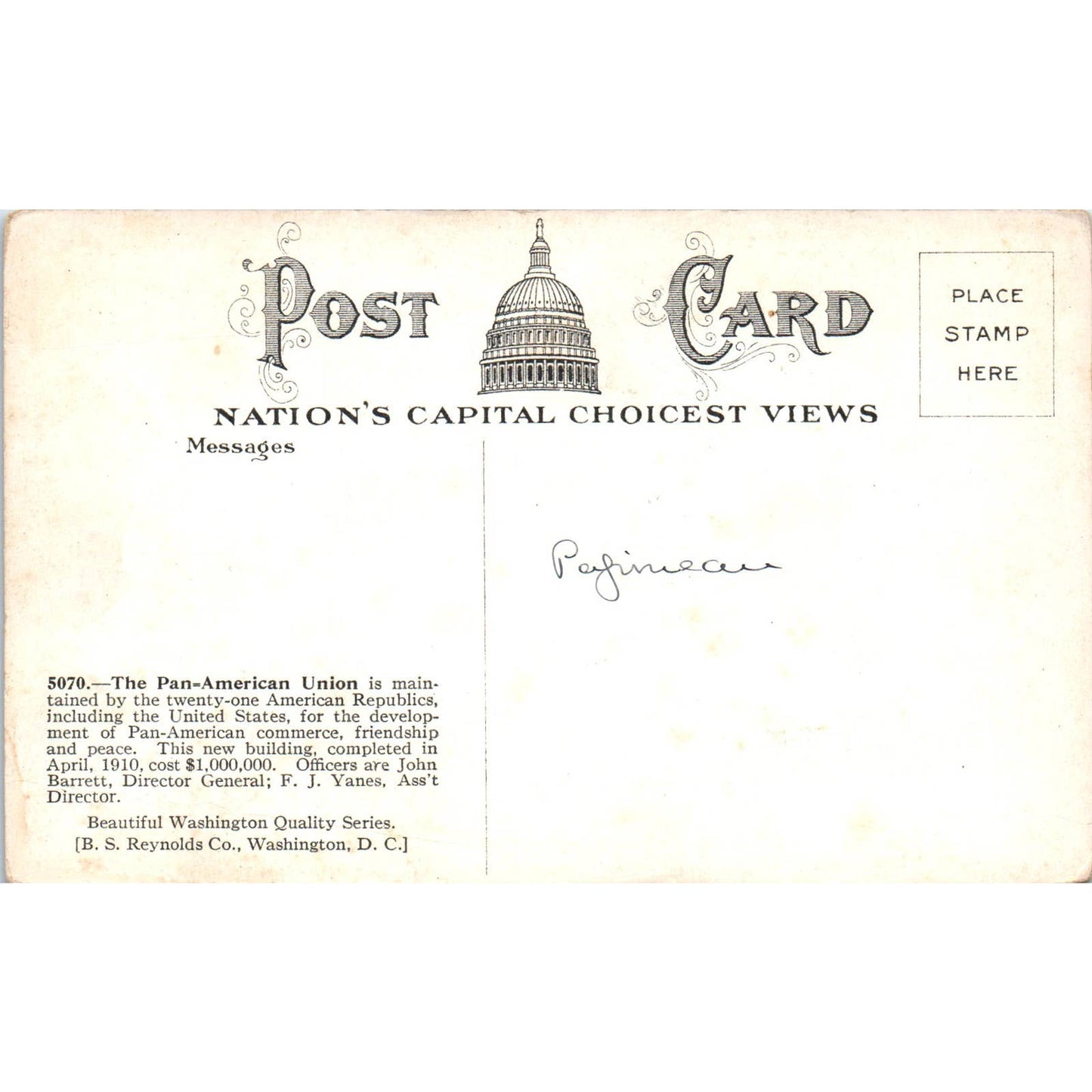 Pan American Union Washington D.C. Original Postcard TK1-P2