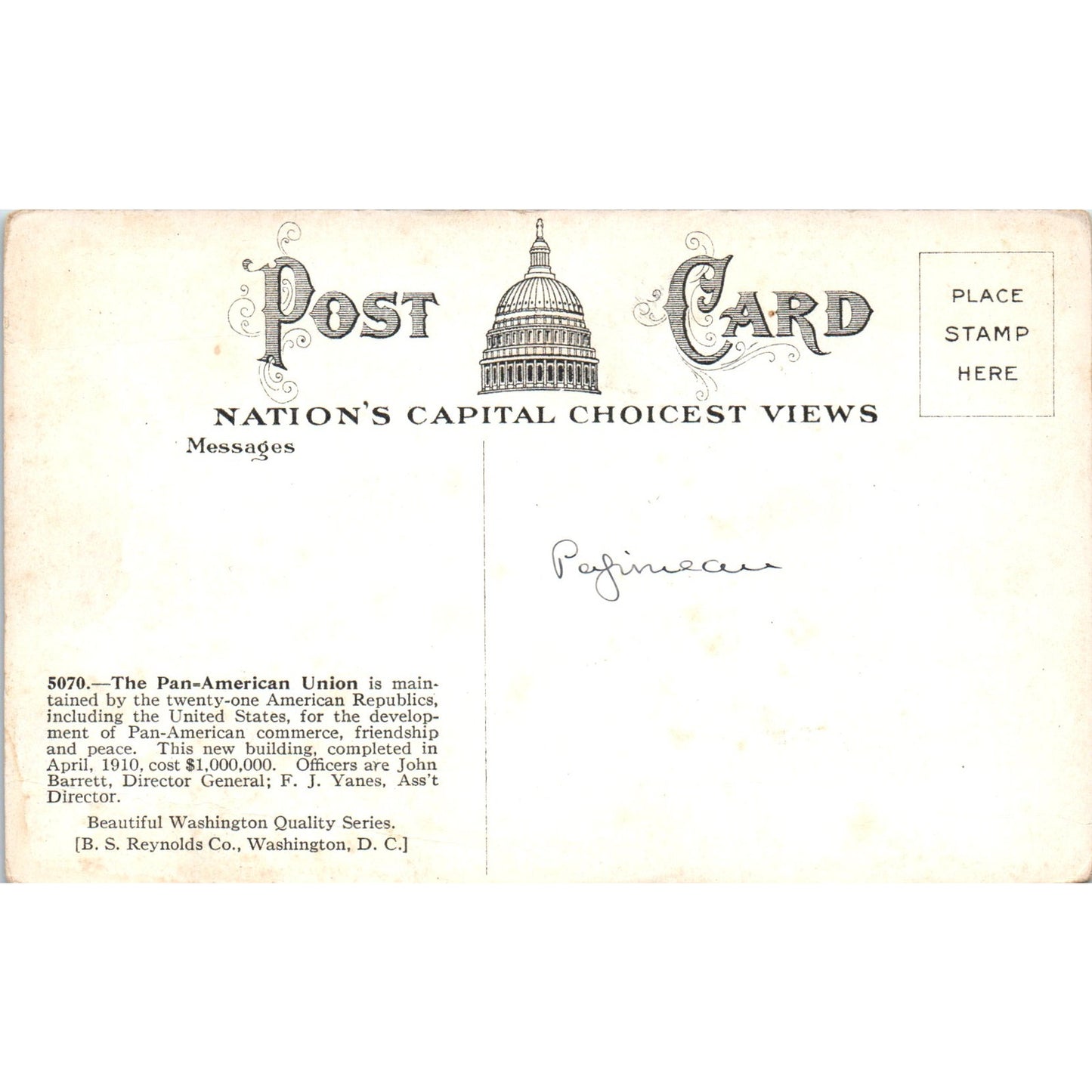 Pan American Union Washington D.C. Original Postcard P1-16