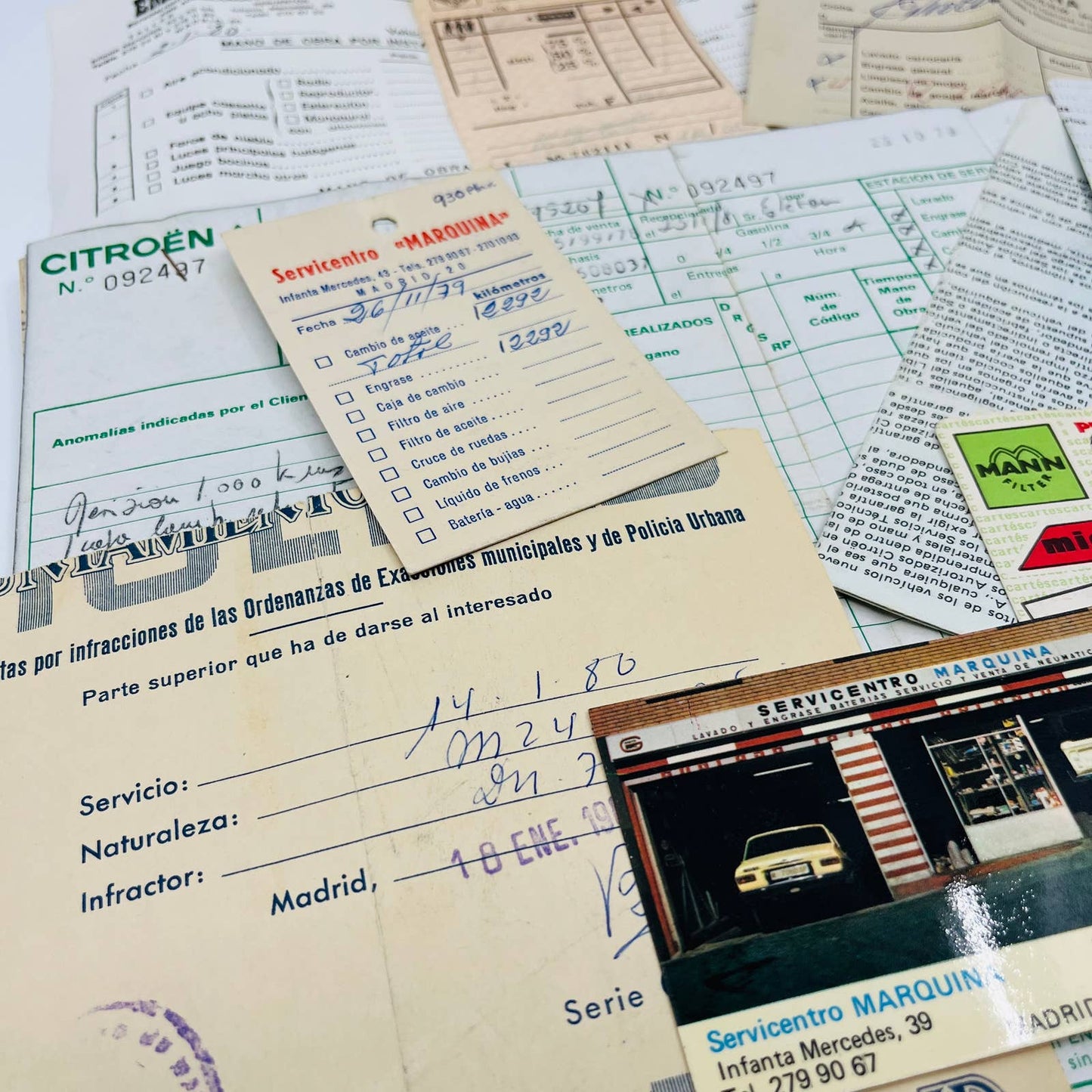Huge Lot 1970s Citroën Records & Ephemera Servicentro Marquita Madrid Spain C2