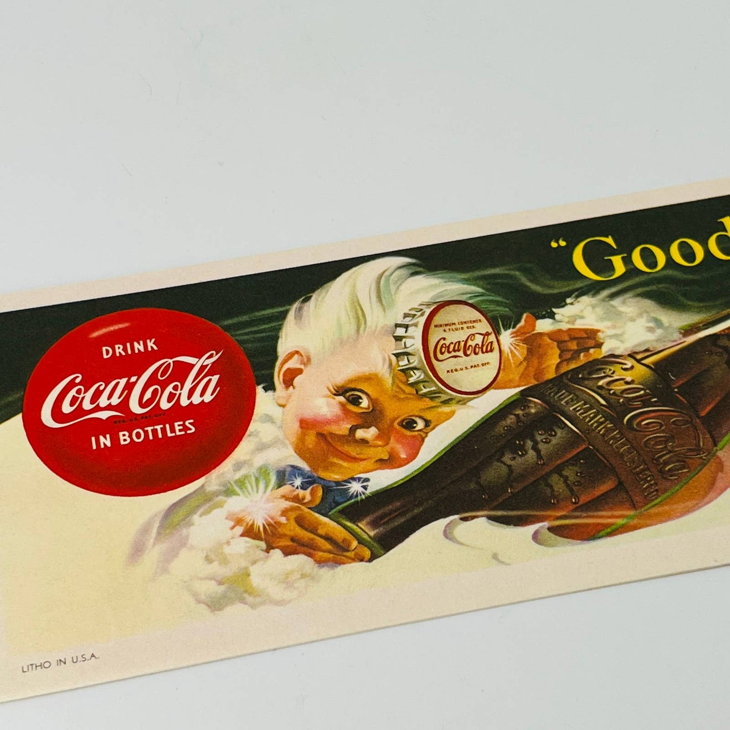 1953 Coca-Cola Coke Advertising Ink Blotter Lithograph featuring Sprite Boy C4
