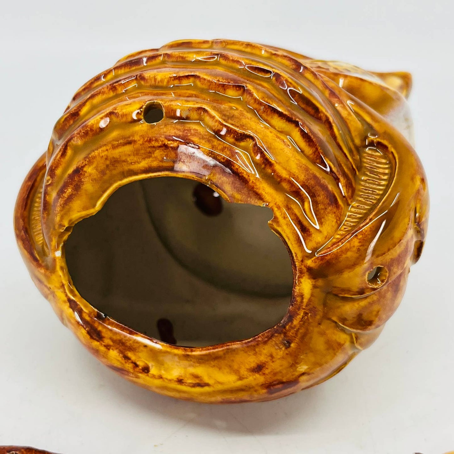 Retro Hand Painted Ceramic Owl Wind Chime w/ 3 Owlets 5.5” TC7