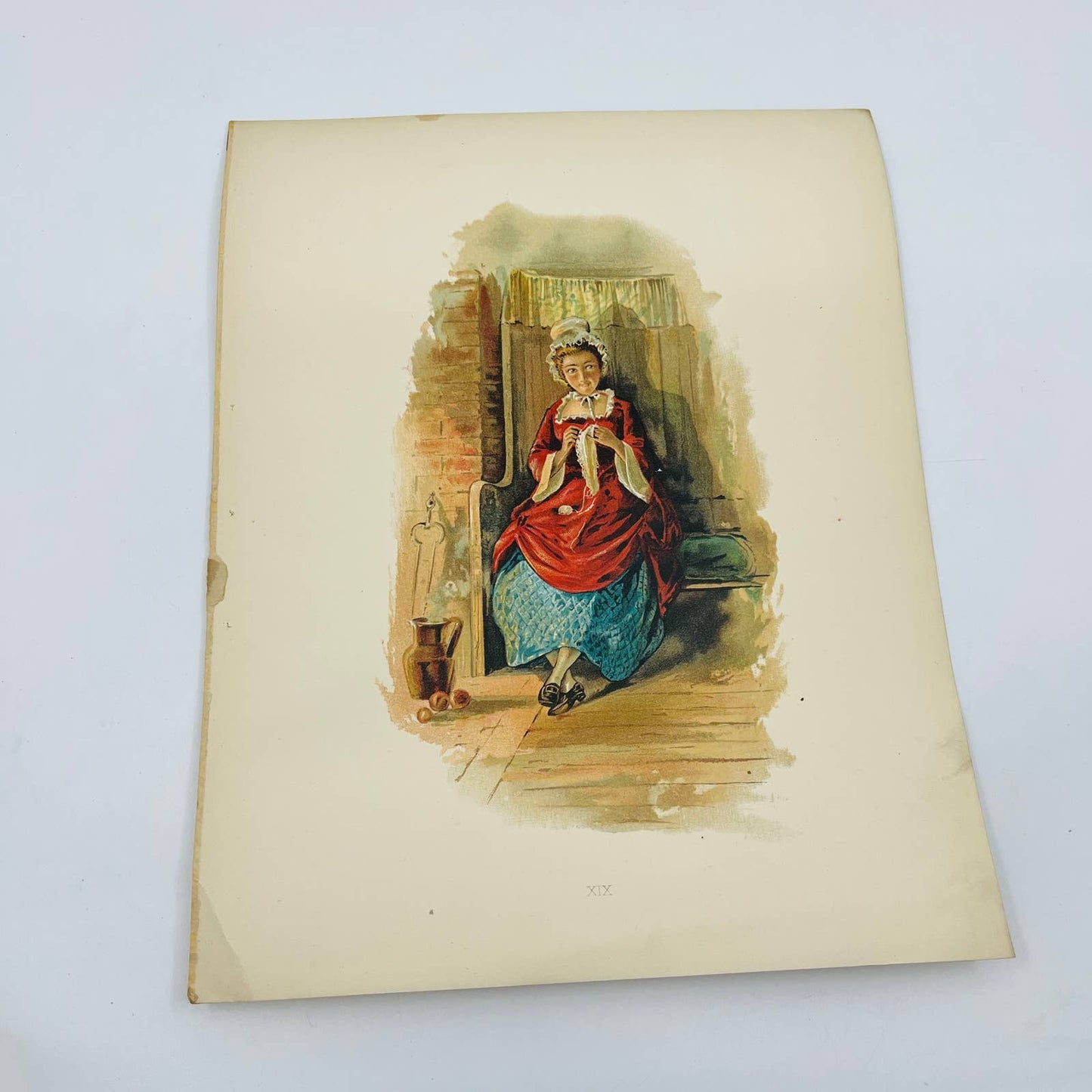 1880s Victorian Art Print Engraving Irving Sleepy Hollow KATRINA VAN TASSEL