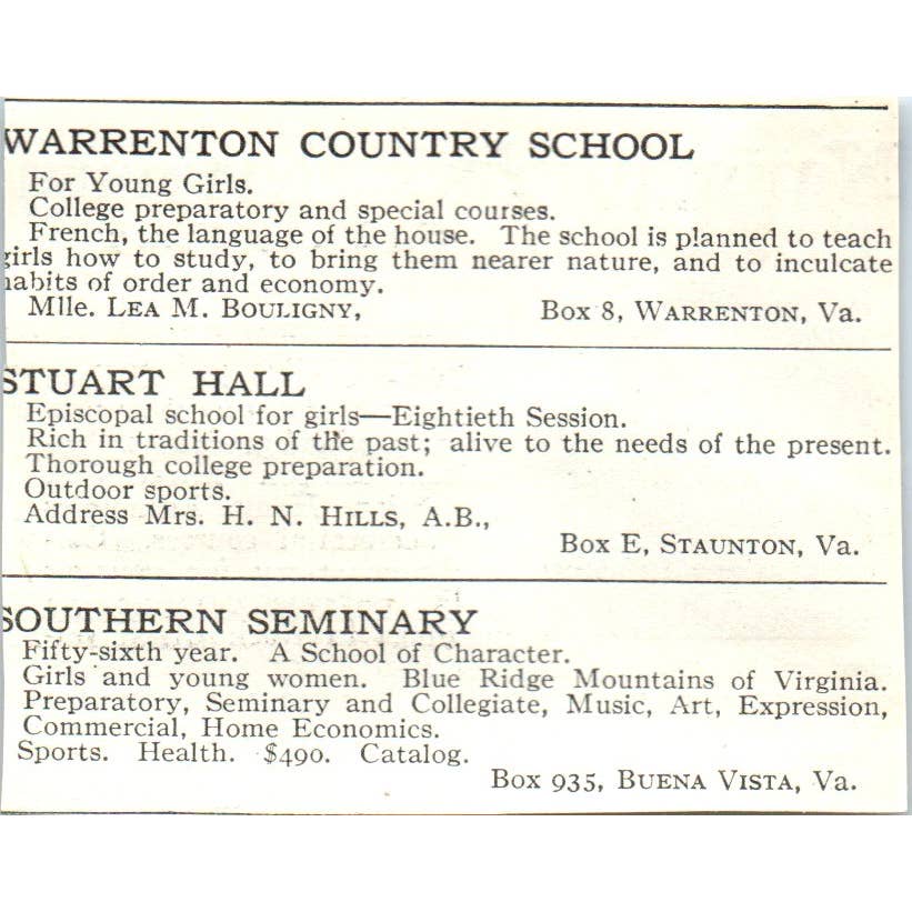 c1920 Harper's Ad - National Park Seminary James E. Ament Washington DC EA3-2