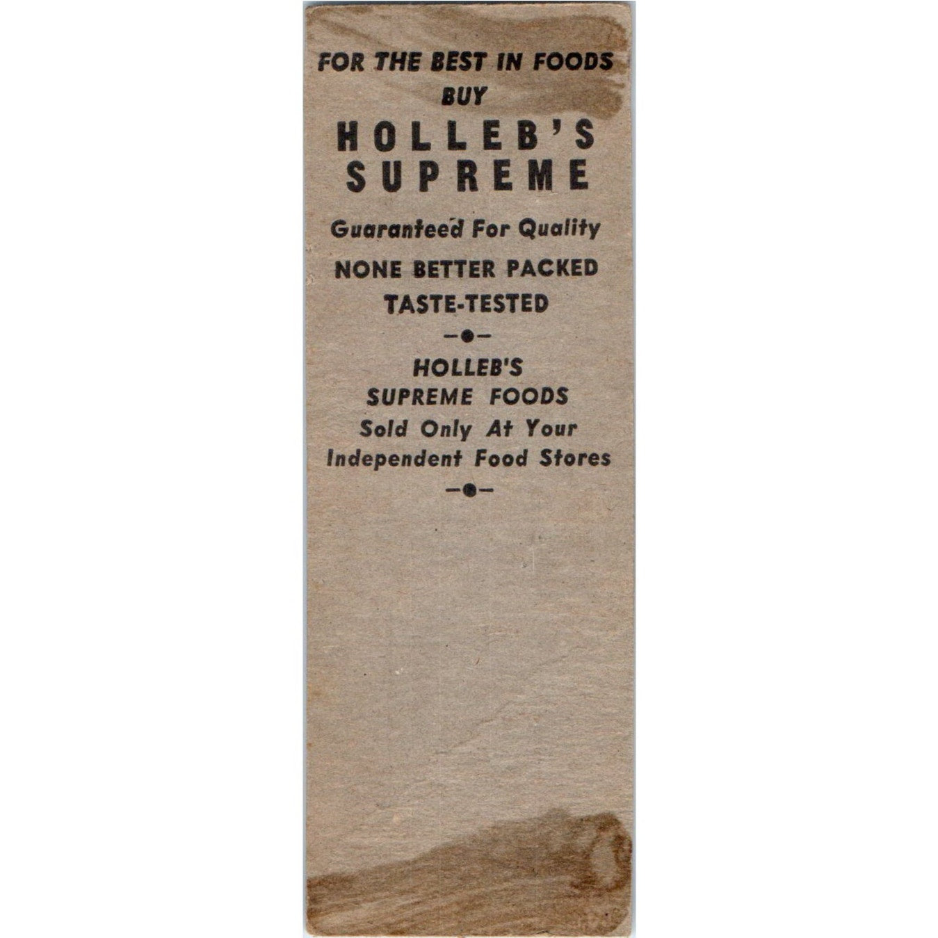 Holleb's Coffee, Canned Ragamuffin Peaches Advertising Matchbook Cover MM9-1