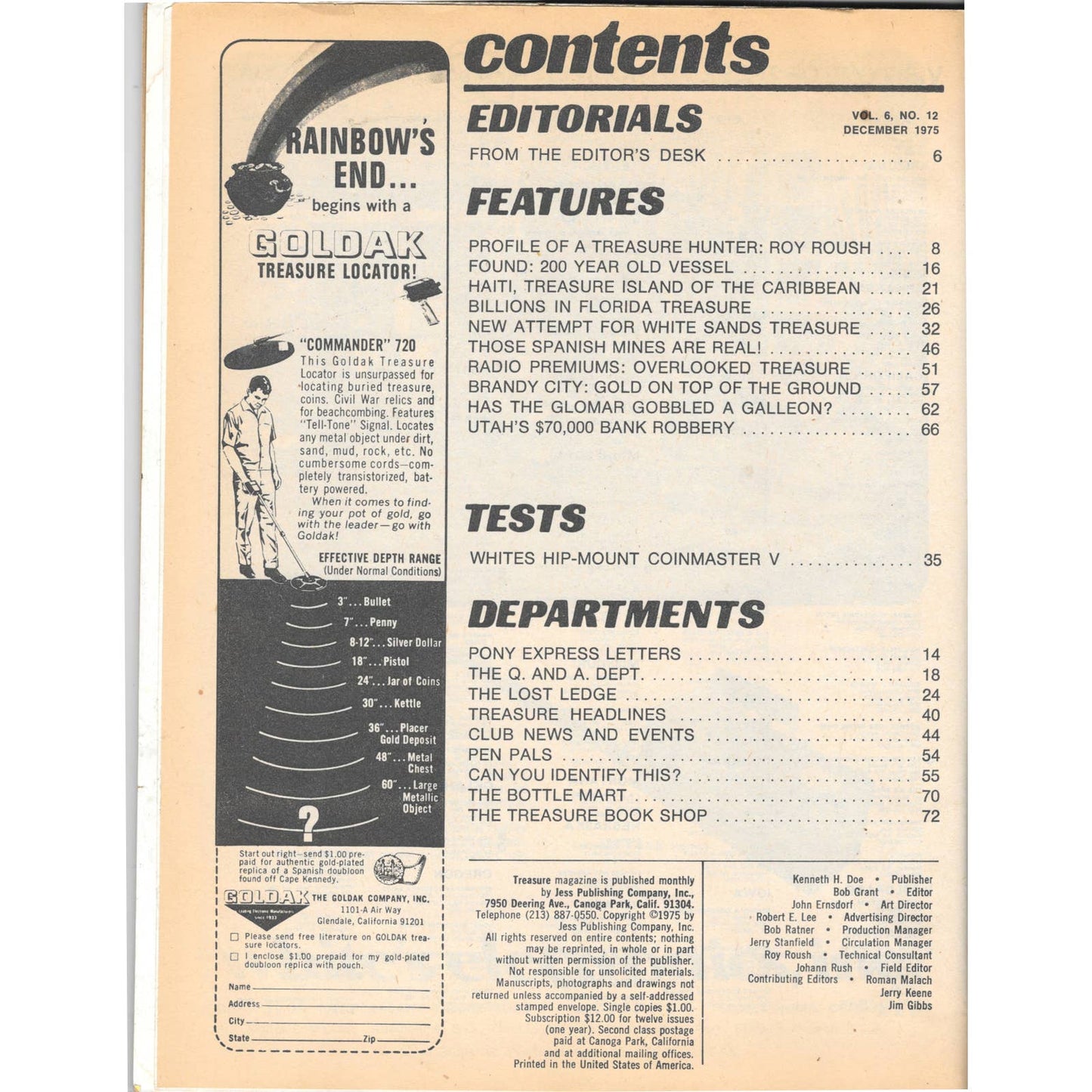 Treasure Magazine - Treasure Hunting Mining Metal Detecting Dec 1975 M4