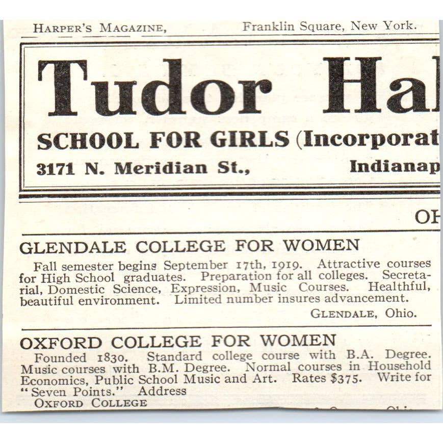 c1920 Magazine Ad -Boys and Girls Camp Harper's School Information Bureau EA3