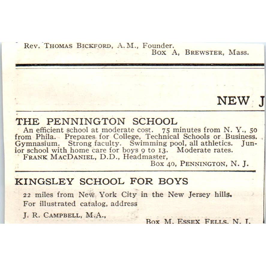 c1920 Harper's Ad Bancroft School for Subnormal Children EA Farrington EA3-1