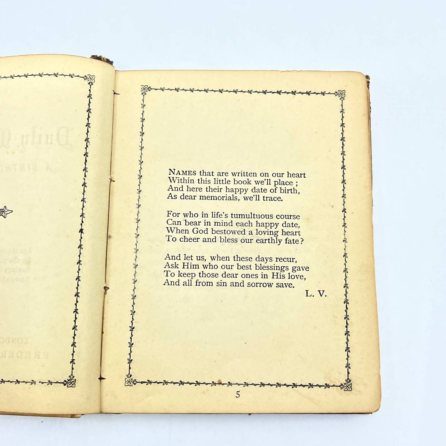 1886 The Daily Motto Birthday Calendar and Poetry Book Frederick & Warne Co. TG2