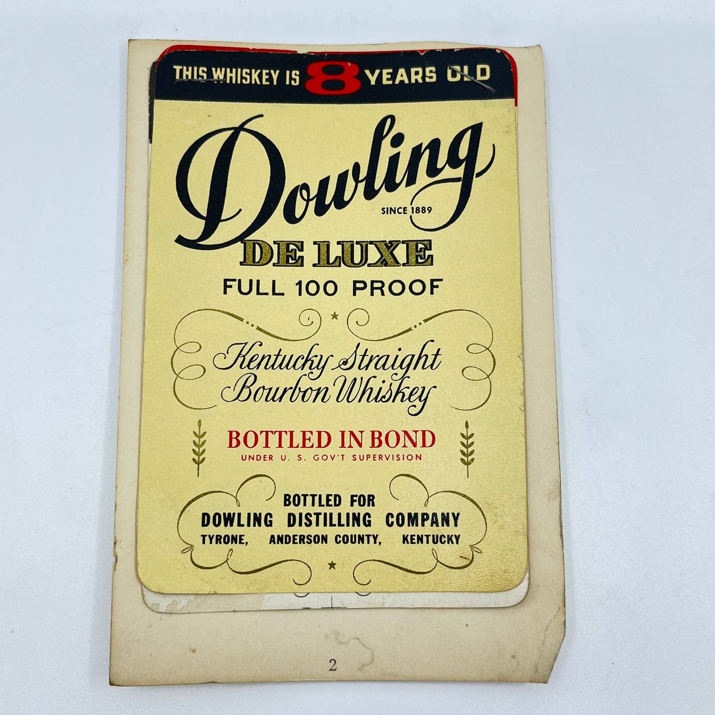 Dowling Deluxe Bourbon Whiskey Label Set of 3 Dowling Distilling Co Tyrone KY