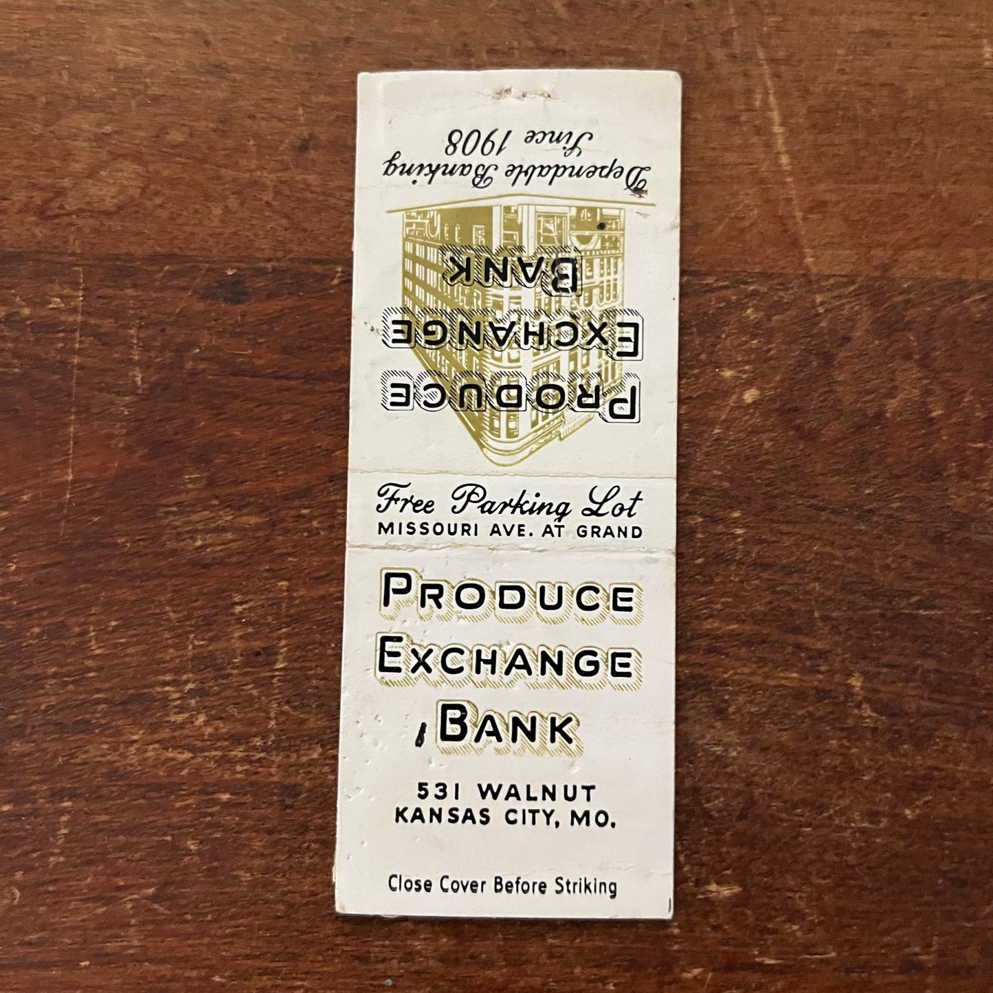 Produce Exchange Bank Kansas City MO Advertising Matchbook Cover MM11-6