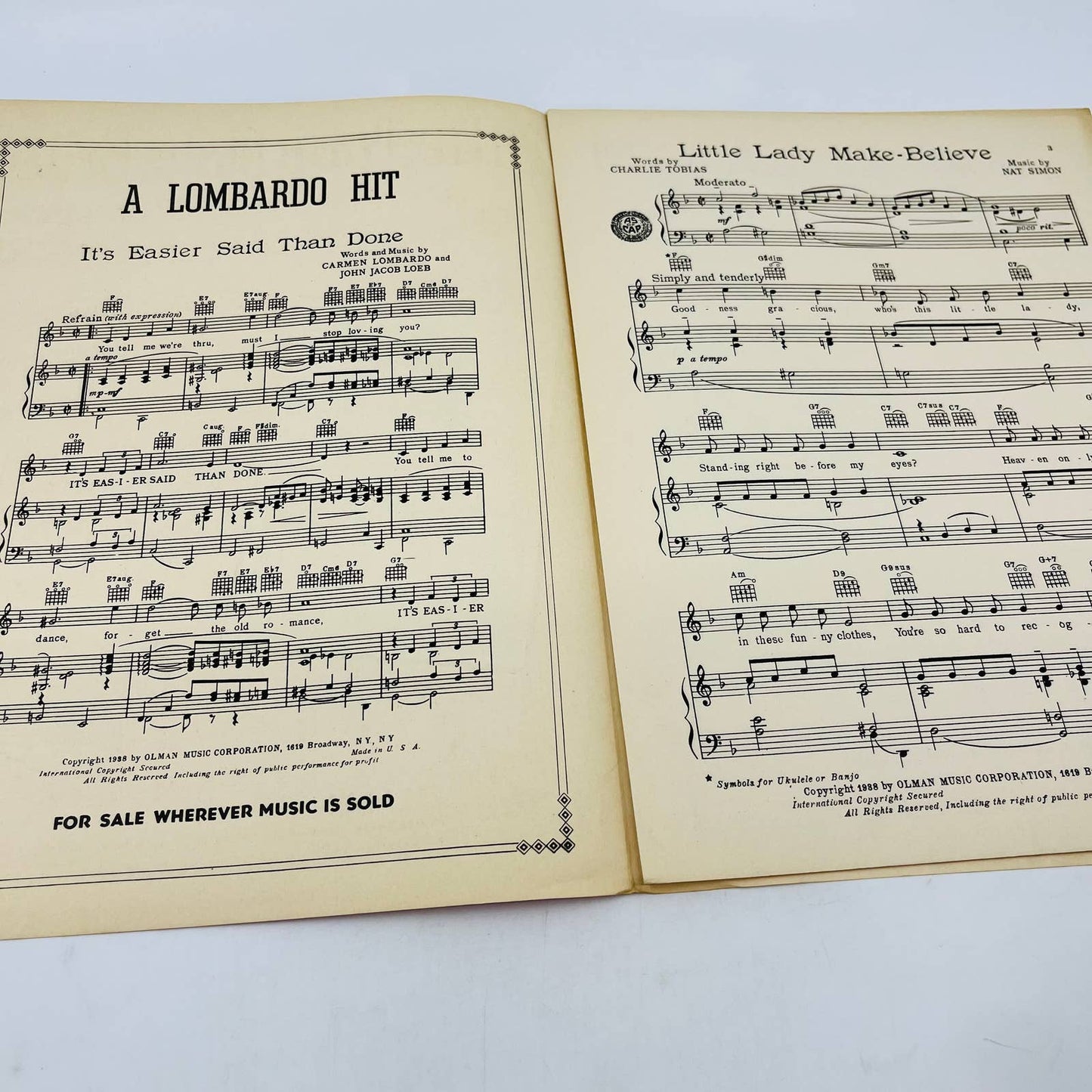 1938 Little Lady Make Believe Eddie Cantor Nat Simon Charlie Tobias Sheet Music