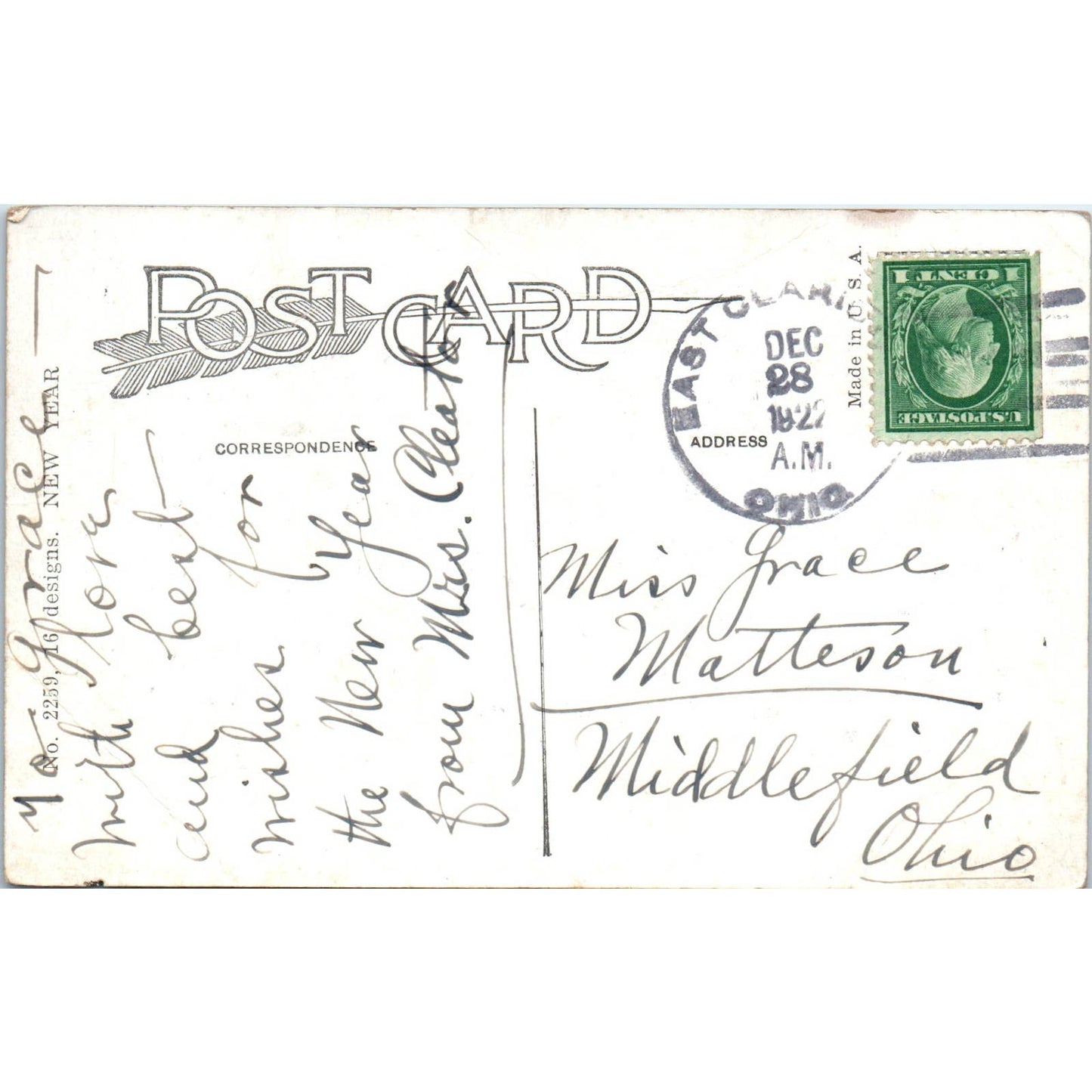 1922 New Year - Babies on Fence - Original Postcard TJ9-P1