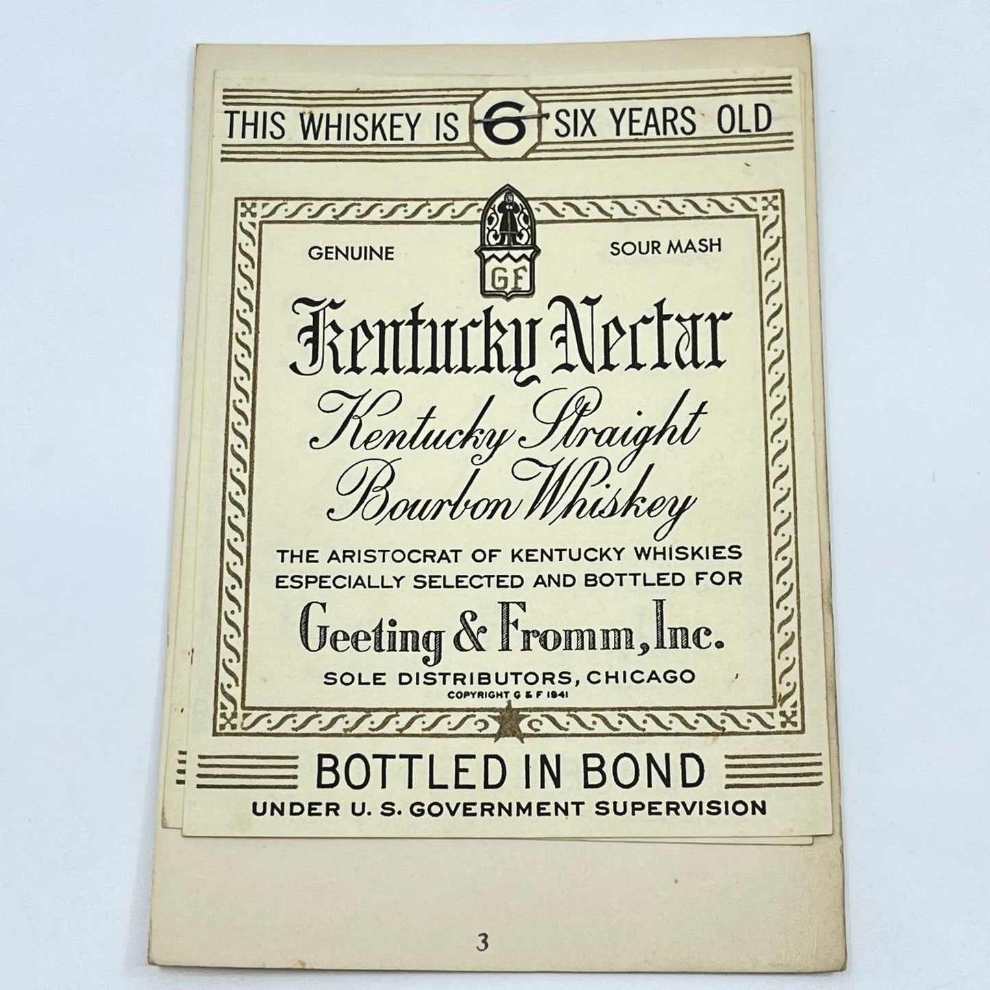 Kentucky Nectar Whiskey Label Set of 2 Greeting & Fromm Inc. Chicago IL