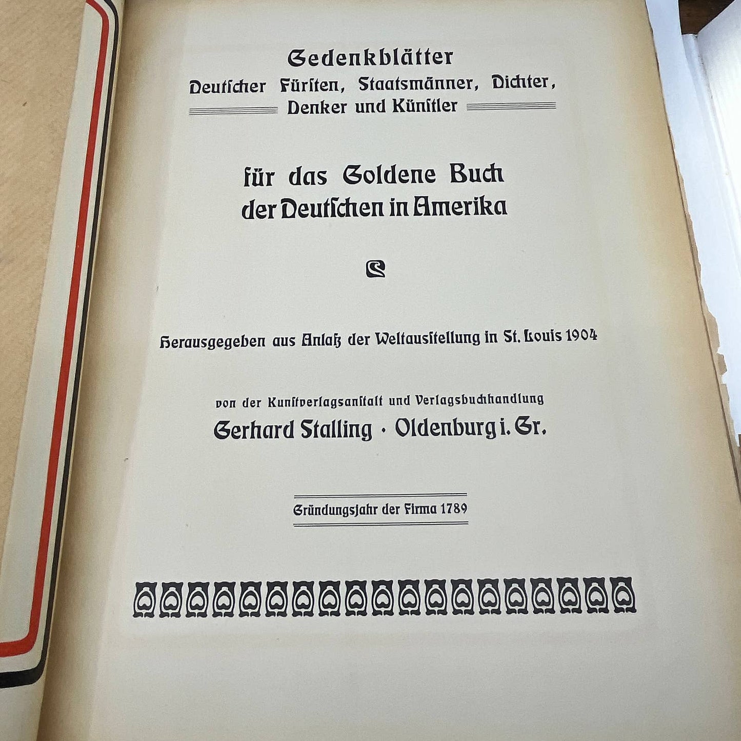 RARE 1904 St Louis World's Fair Exhibition Golden Book of Germans in America FL3