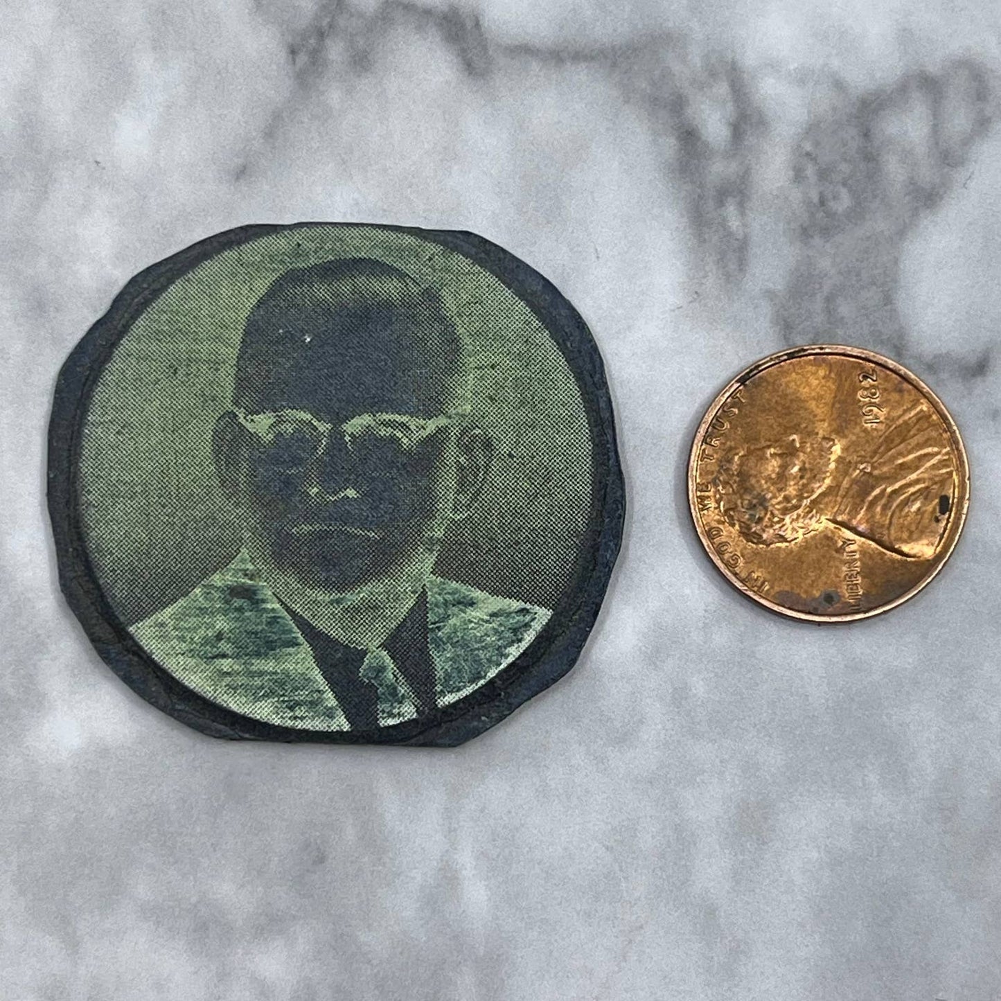 Vintage Letterpress Printers Block Plate Man With Horn Rim Glasses SE834