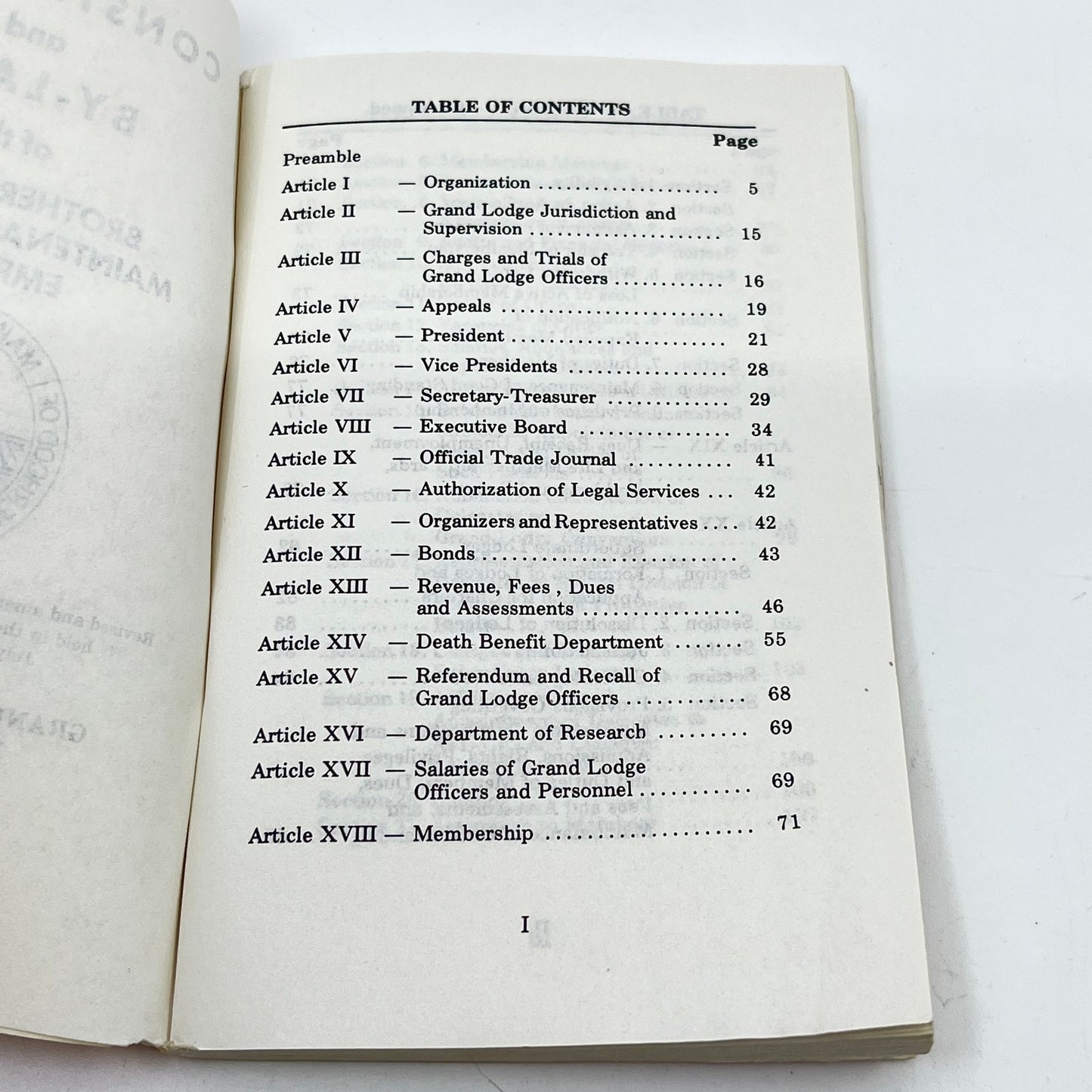 1982 Constitution & By-Laws Brotherhood of Maintenance of Way Employees H5-3