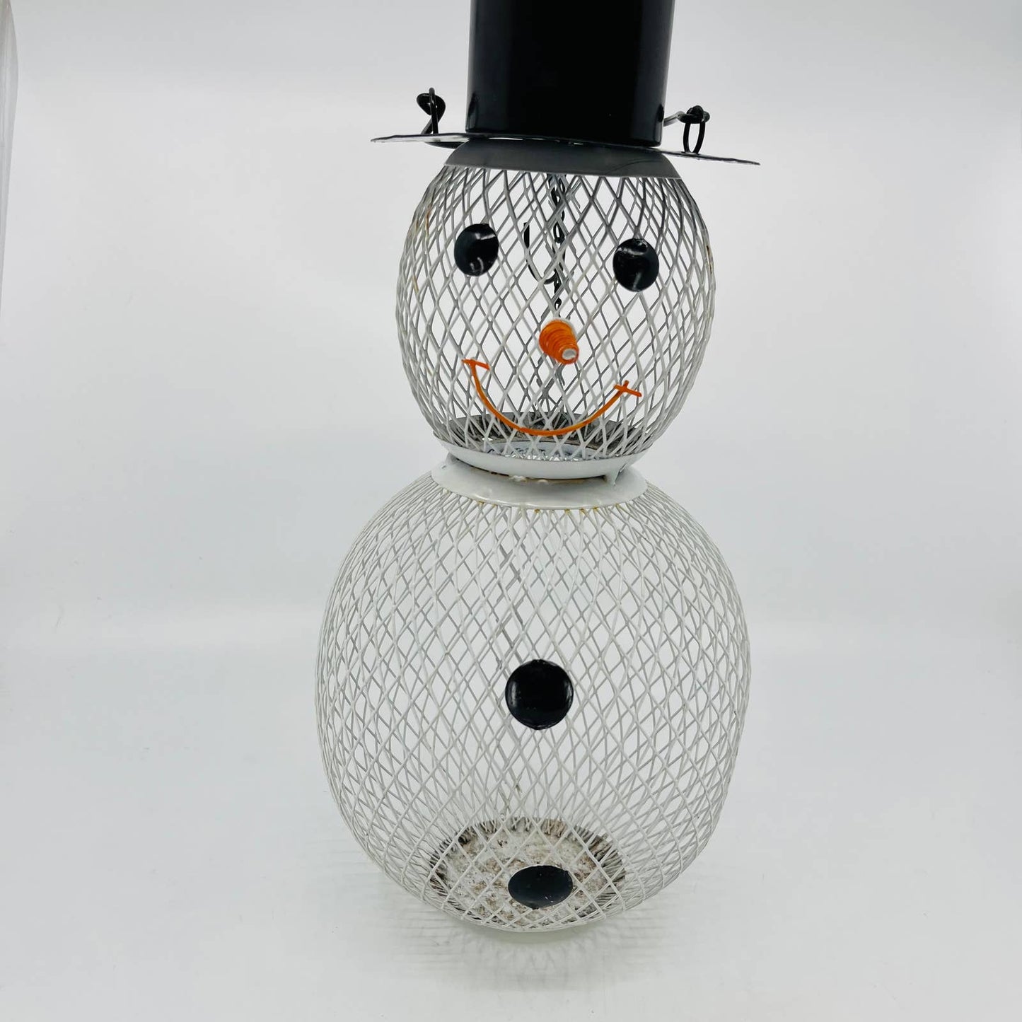 Vintage Charming Frosty the Snowman Mesh Metal Hanging Bird Feeder 13” TC1