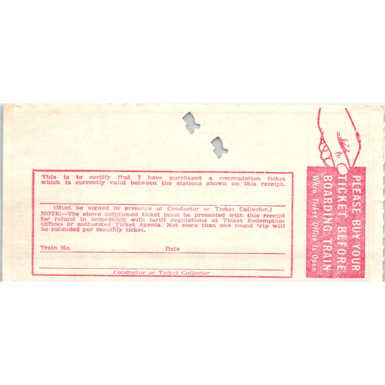 1950s Pennsylvania Railroad Company Conductor's Train Fare Receipt SE8