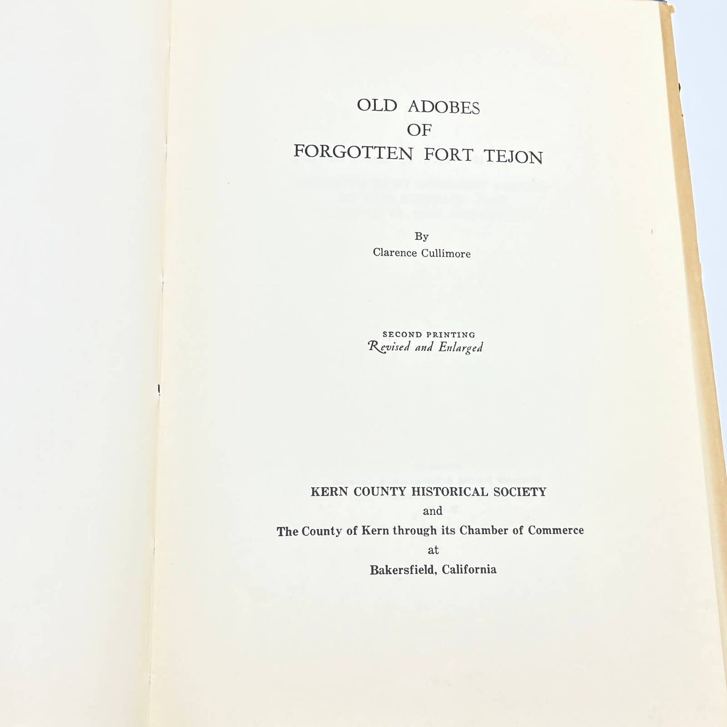 1949 Old Adobes of Forgotten Fort Tejon HC DJ Clarence Cullimore TG6