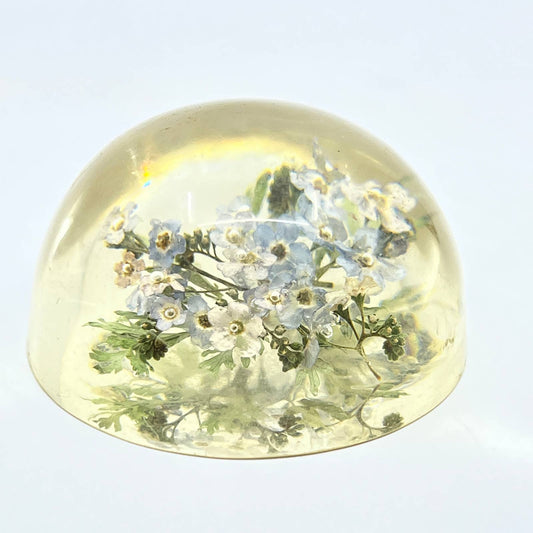 1960s Retro Kitsch Post Modern Lucite Paperweight Wild Flowers TC7