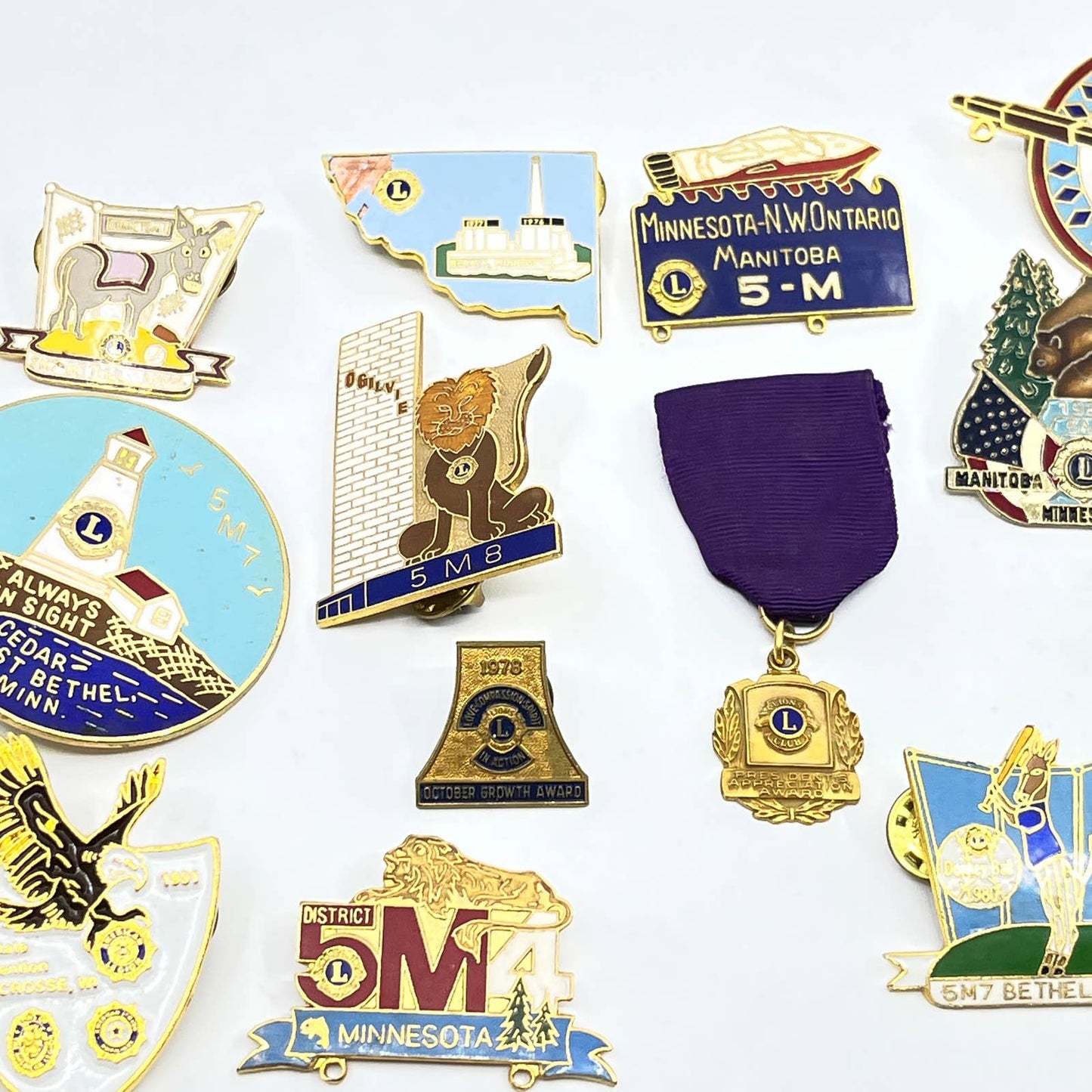 1970s-80s Lion's Club Enamel Pin Pinback Button Lot of 16 Minnesota Area SD9