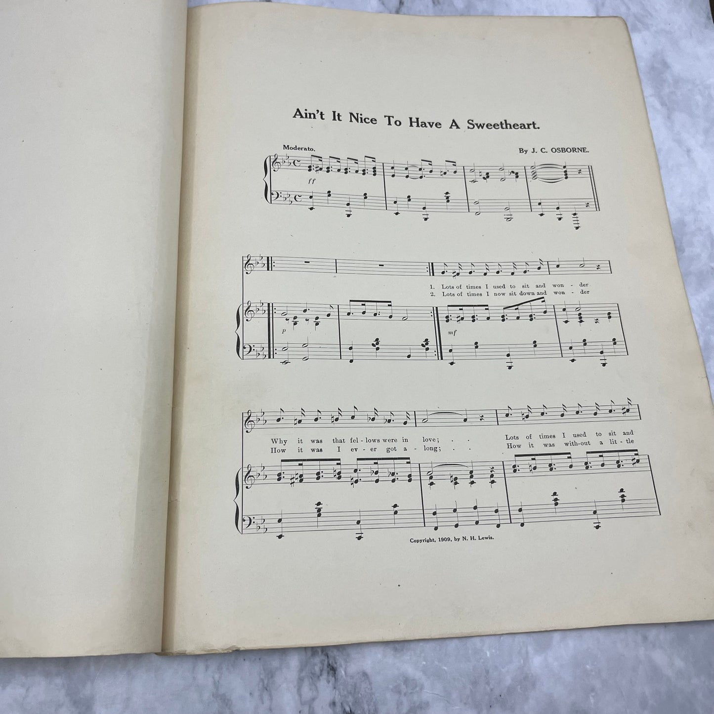 1909 Ain't It Nice To Have a Sweetheart Sheet Music James C. Osborn V41-3