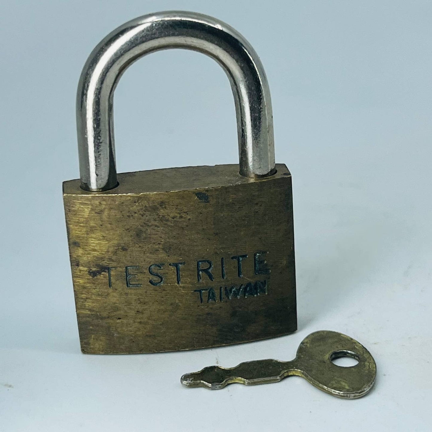 Vintage Brass Testrite Taiwan Mini Lock Padlock With Key SA8