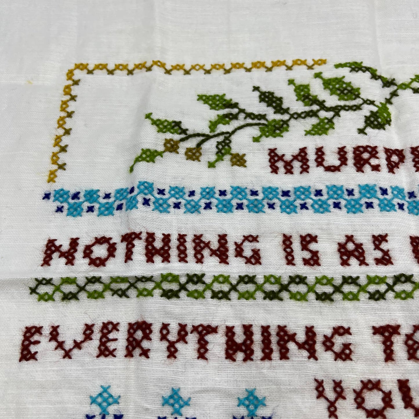 Vintage Bucilla Needlecraft 3520 Murph’s Law Sampler COMPLETE READY TO FRAME TC1