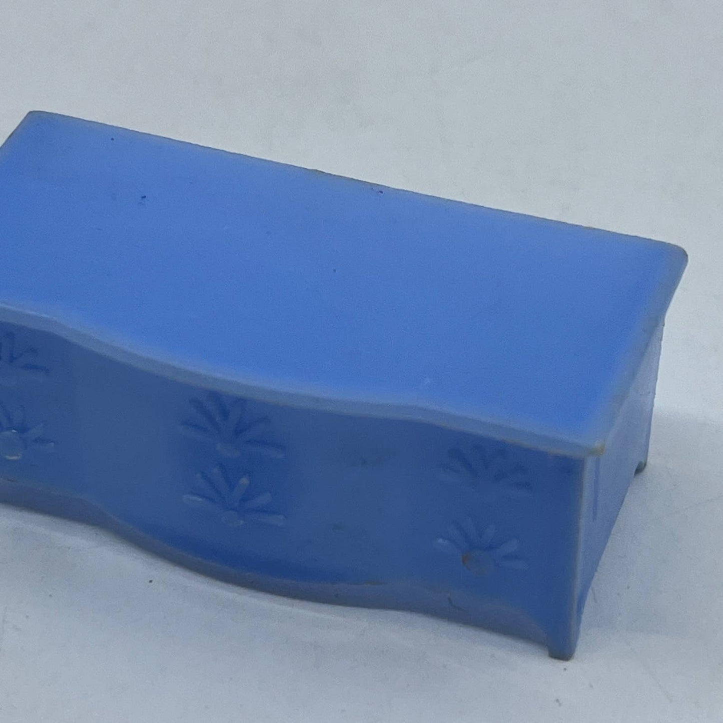Vintage Dollhouse Miniature Furniture Allied Blue Bakelite HOPE CHEST TC1