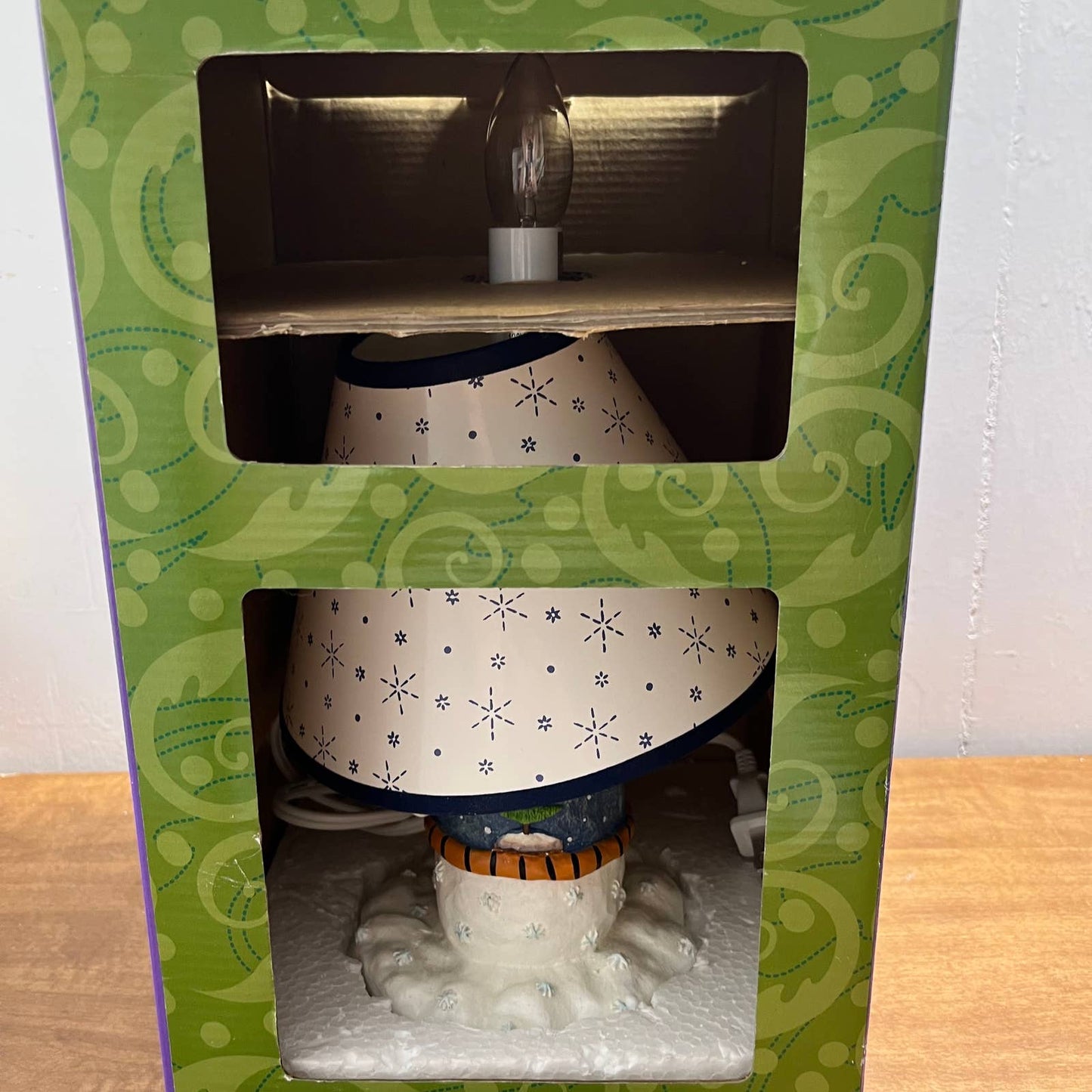 Vintage Santa's Workbench Novelty Resin Lamp Light Frosty the Snowman in box