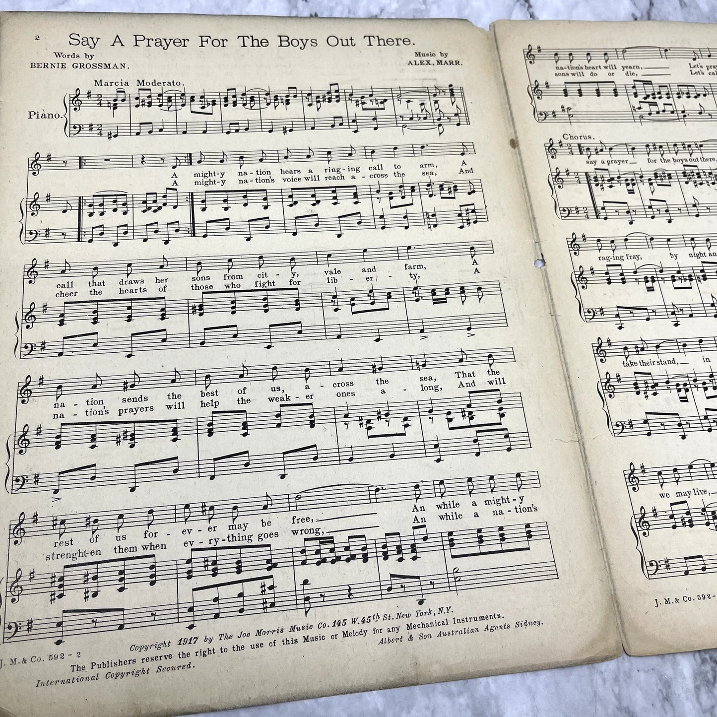 WWI Say a Prayer for the Boys Out There Alex Marr 1917 Sheet Music V37-5