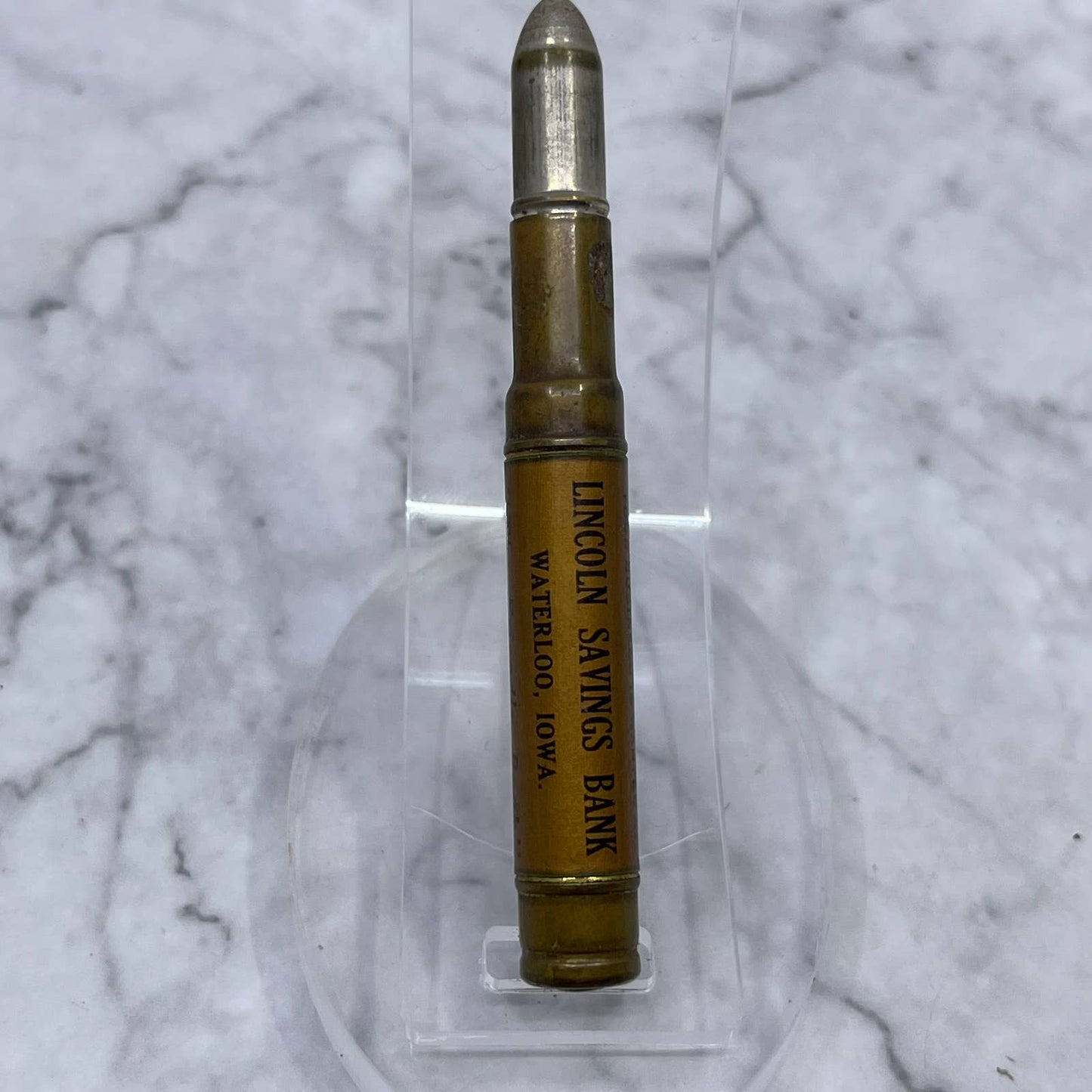 Vintage Bullet Pencil Lincoln Savings Bank Waterloo Iowa SE6