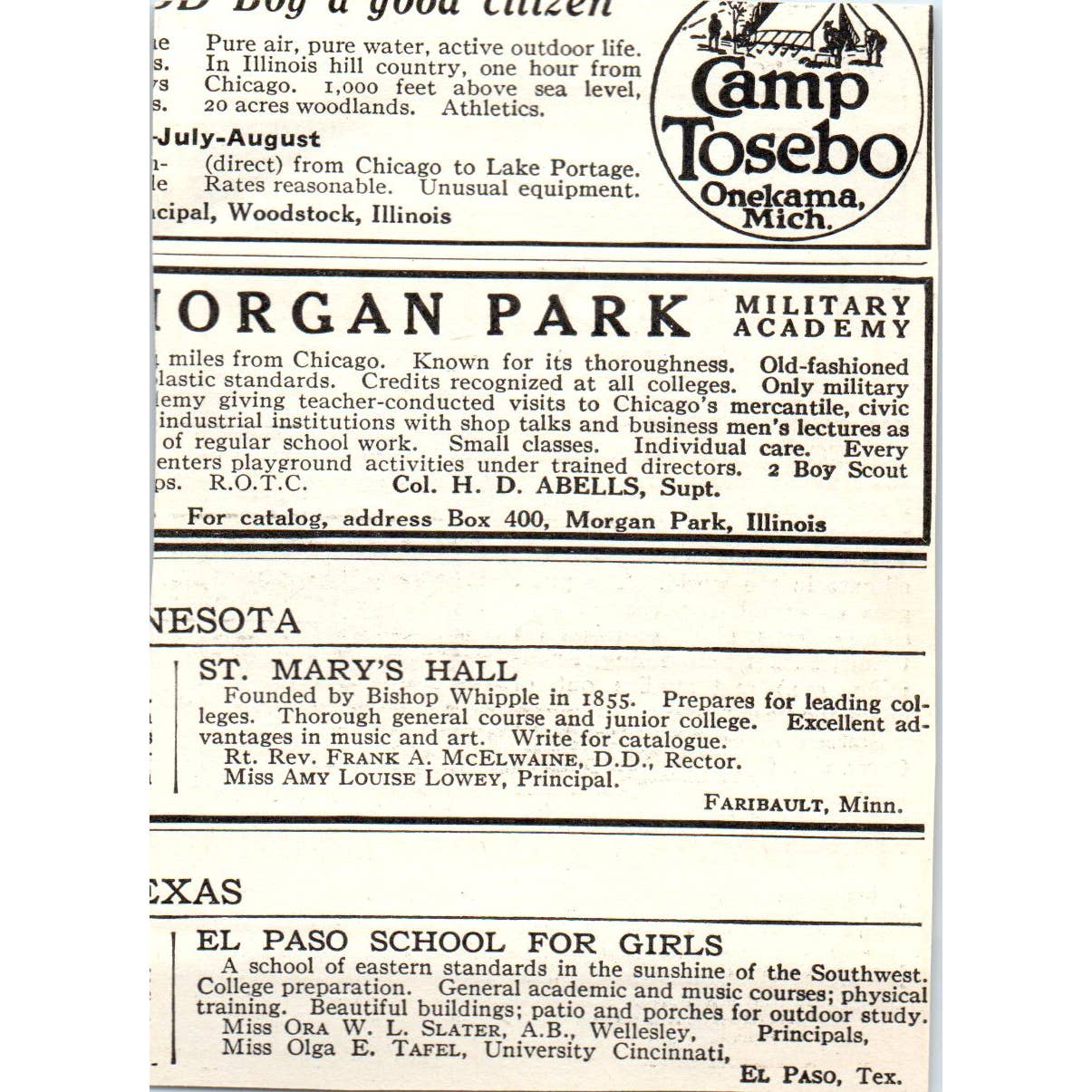 c1920 Harper's Magazine Ad - The Bishop's School for Girls La Jolla CA EA3-4