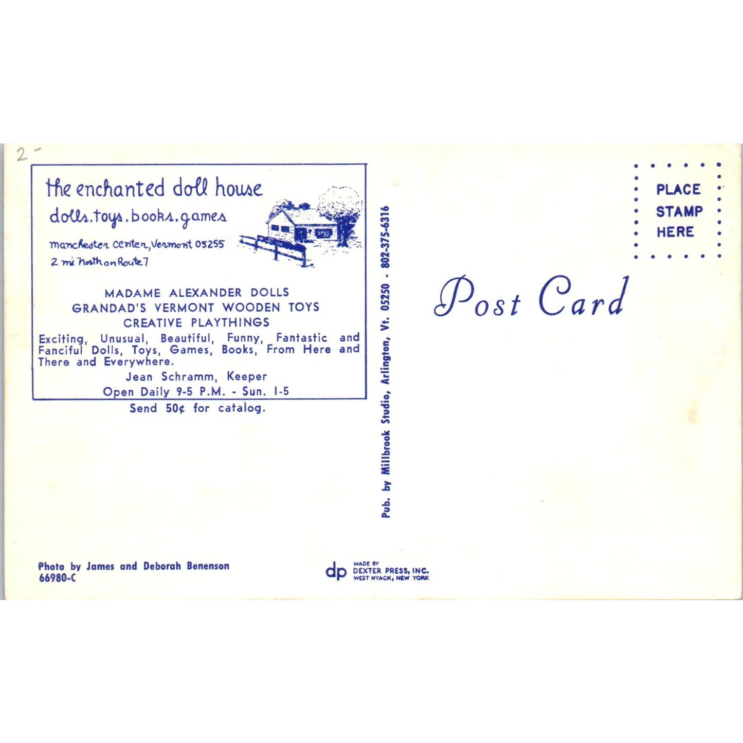 Enchanted Doll House Jean Schramm Manchester Center VT Original Postcard PB8