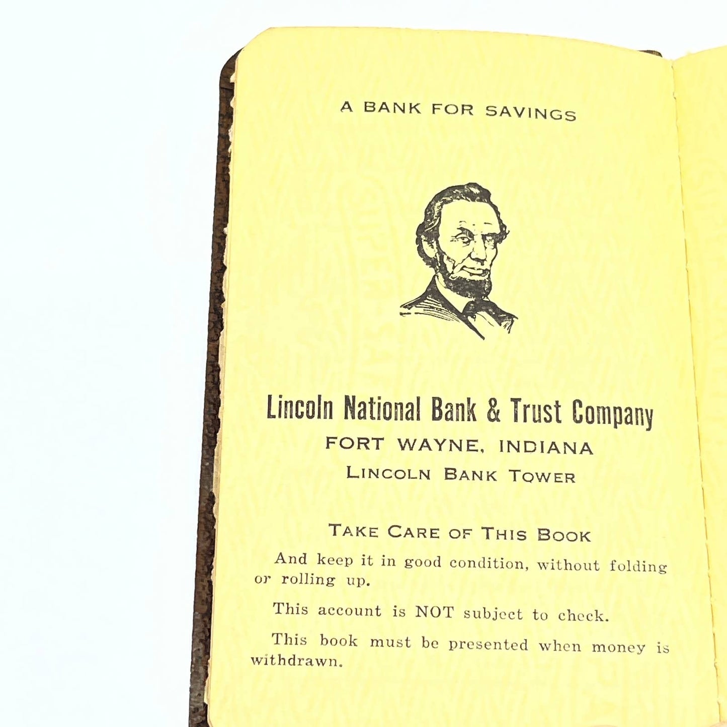 1930s Bank Deposit Book Lincoln National Bank & Trust Co FORT WAYNE, INDIANA SD6