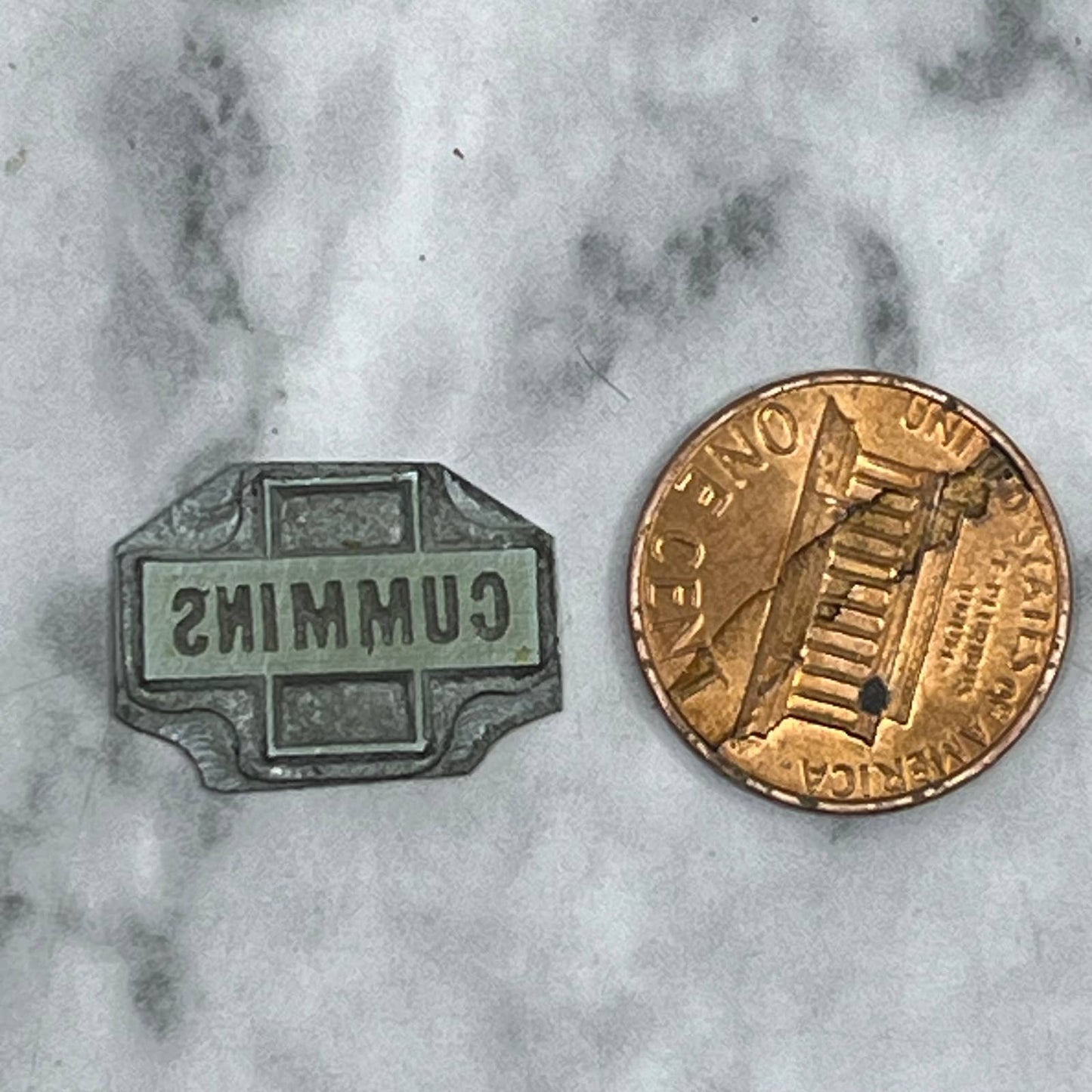 Vintage Printing Letterpress Printers Block Plate Cummins Logo TJ58