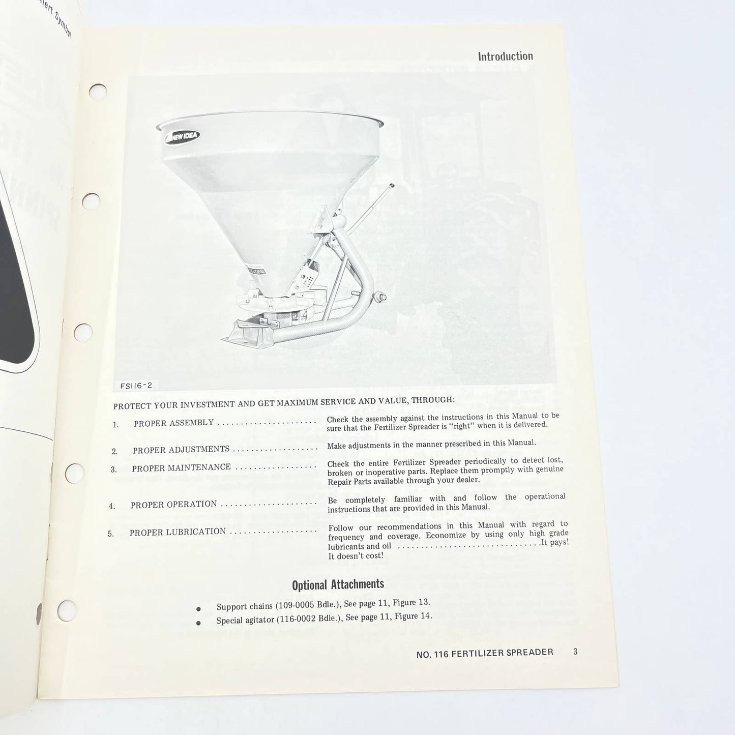 Original 1975 New Idea Manual FS-117 116 3 Point Hitch Spinner Fertilizer TB9-2