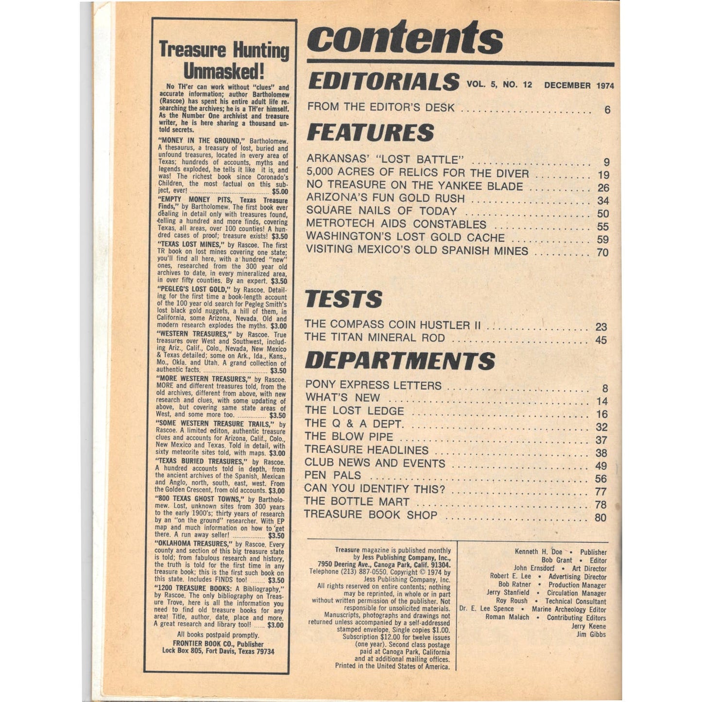 Treasure Magazine - Treasure Hunting Mines Buried Metal Detecting Dec 1974 MB4